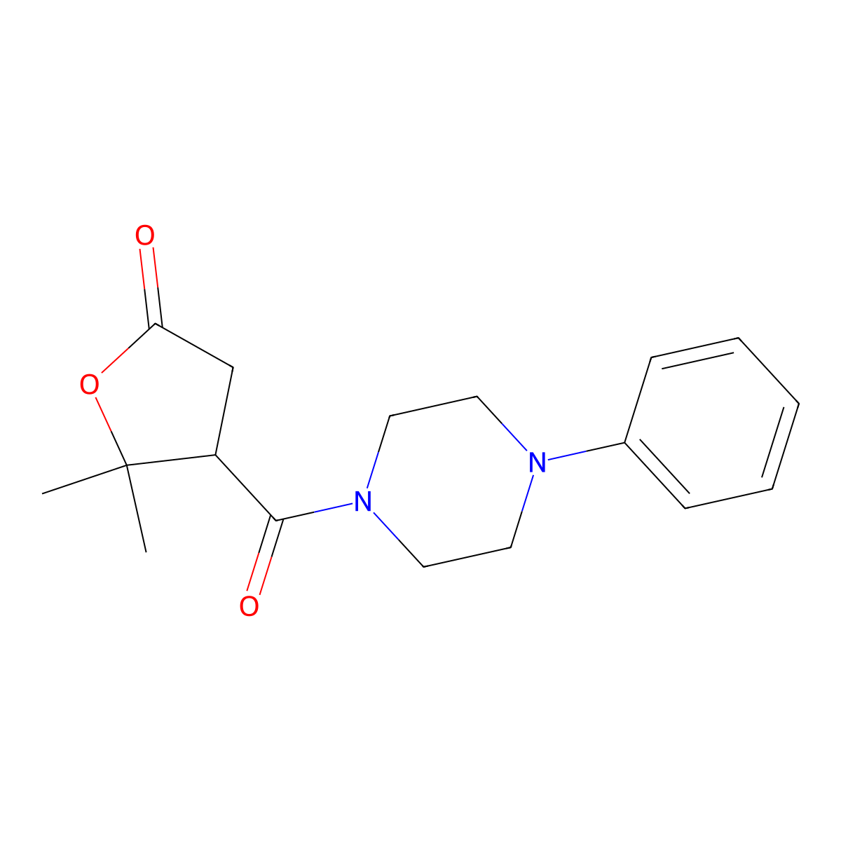 5,5-dimethyl-4-[(4-phenylpiperazin-1-yl)carbonyl]dihydrofuran-2(3H)-one molecular structure, CAS 1676027-44-3