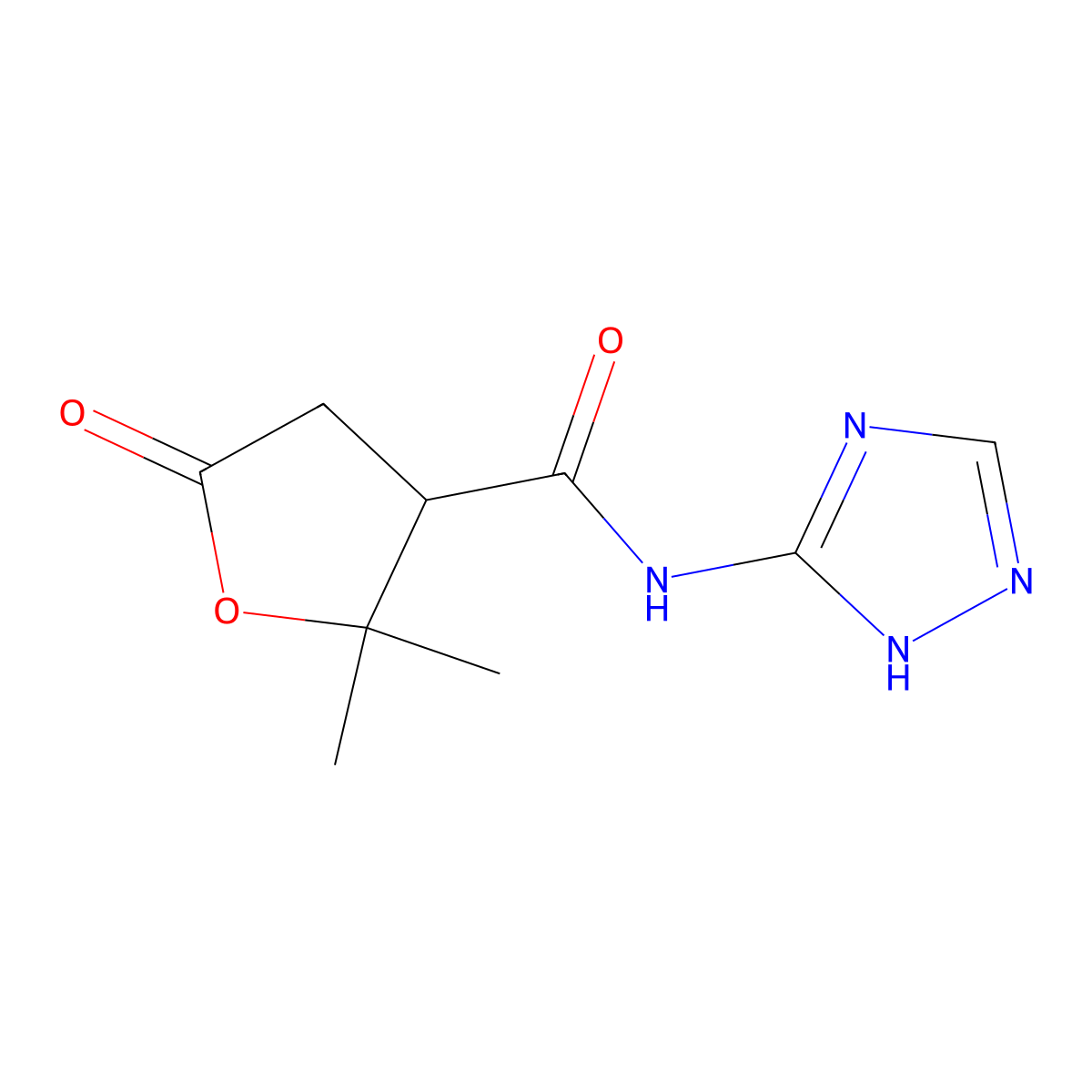 2,2-dimethyl-5-oxo-N-(1H-1,2,4-triazol-3-yl)tetrahydrofuran-3-carboxamide molecular structure, CAS 1676034-22-2