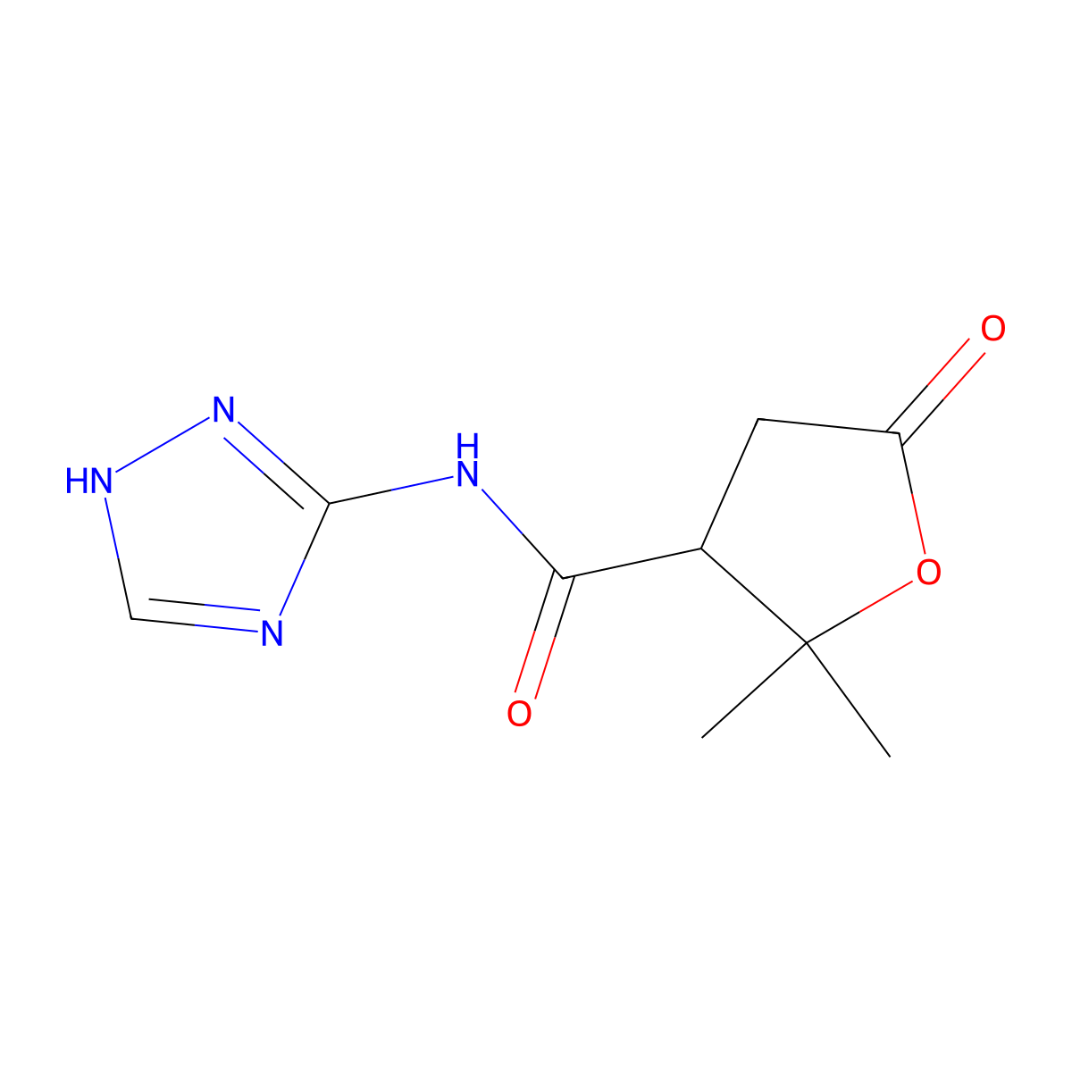 2,2-dimethyl-5-oxo-N-(1H-1,2,4-triazol-3-yl)tetrahydrofuran-3-carboxamide molecular structure, CAS 1676034-22-2