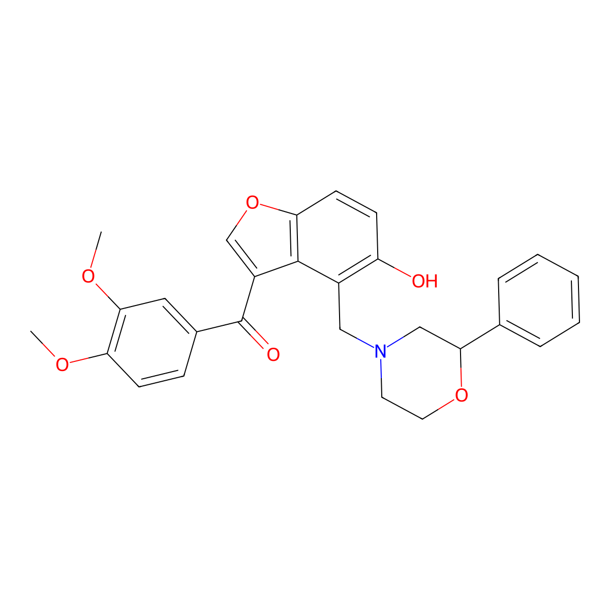 (3,4-Dimethoxyphenyl){5-hydroxy-4-[(2-phenylmorpholin-4-yl)methyl]-1-benzofuran-3-yl}methanone molecular structure, CAS 1676051-64-1