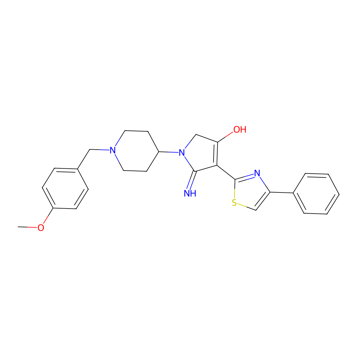 5-imino-1-[1-(4-methoxybenzyl)piperidin-4-yl]-4-(4-phenyl-1,3-thiazol-2-yl)-2,5-dihydro-1H-pyrrol-3-ol molecular structure, CAS 1676051-74-3