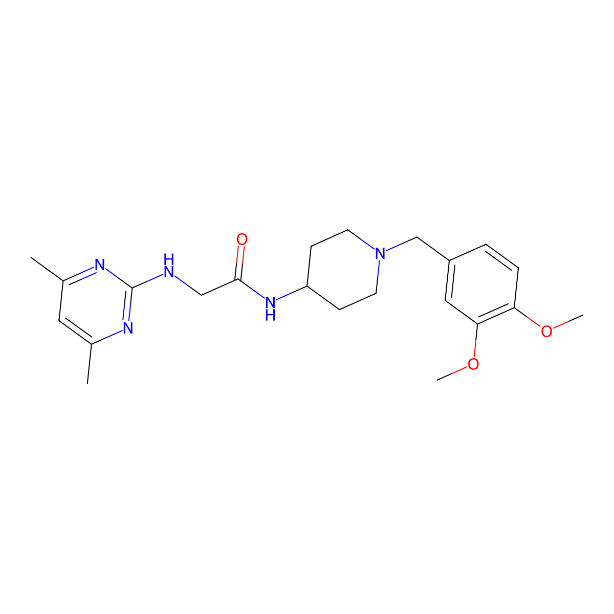 N-[1-(3,4-dimethoxybenzyl)-4-piperidyl]-2-[(4,6-dimethyl-2-pyrimidinyl)amino]acetamide molecular structure, CAS 1676052-09-7