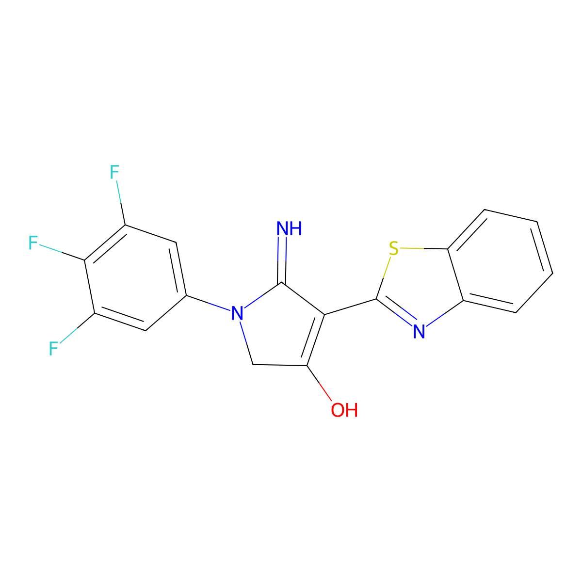 4-(1,3-benzothiazol-2-yl)-5-imino-1-(3,4,5-trifluorophenyl)-2,5-dihydro-1H-pyrrol-3-ol molecular structure, CAS 1676052-33-7