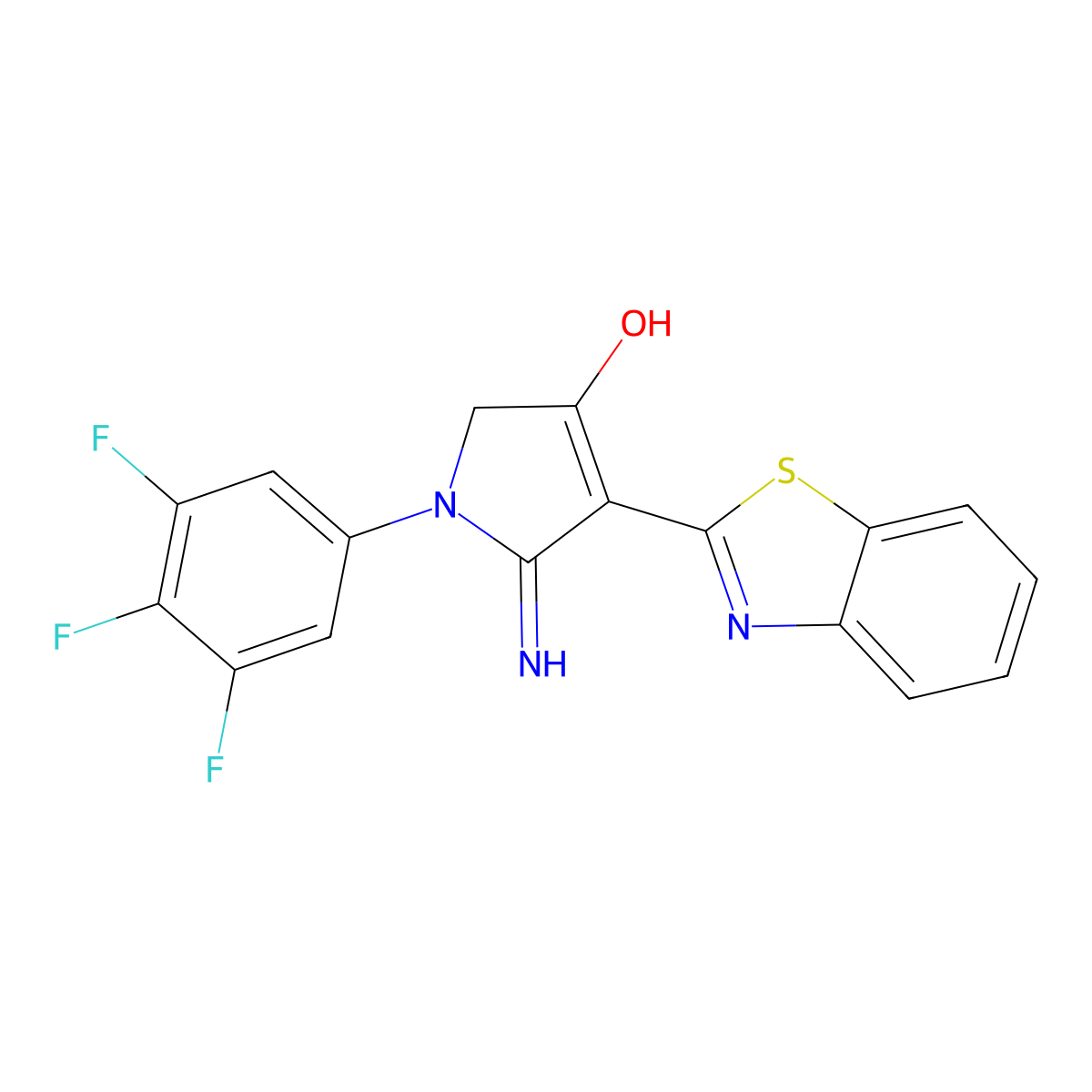 4-(1,3-benzothiazol-2-yl)-5-imino-1-(3,4,5-trifluorophenyl)-2,5-dihydro-1H-pyrrol-3-ol molecular structure, CAS 1676052-33-7