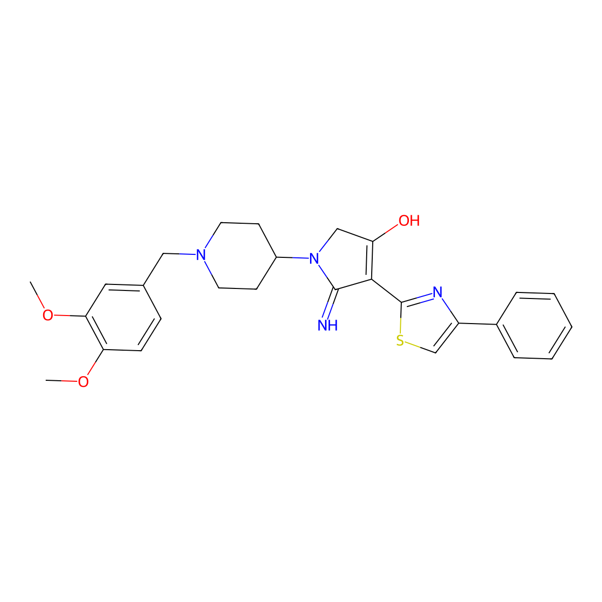1-[1-(3,4-dimethoxybenzyl)piperidin-4-yl]-5-imino-4-(4-phenyl-1,3-thiazol-2-yl)-2,5-dihydro-1H-pyrrol-3-ol molecular structure, CAS 1676052-87-1