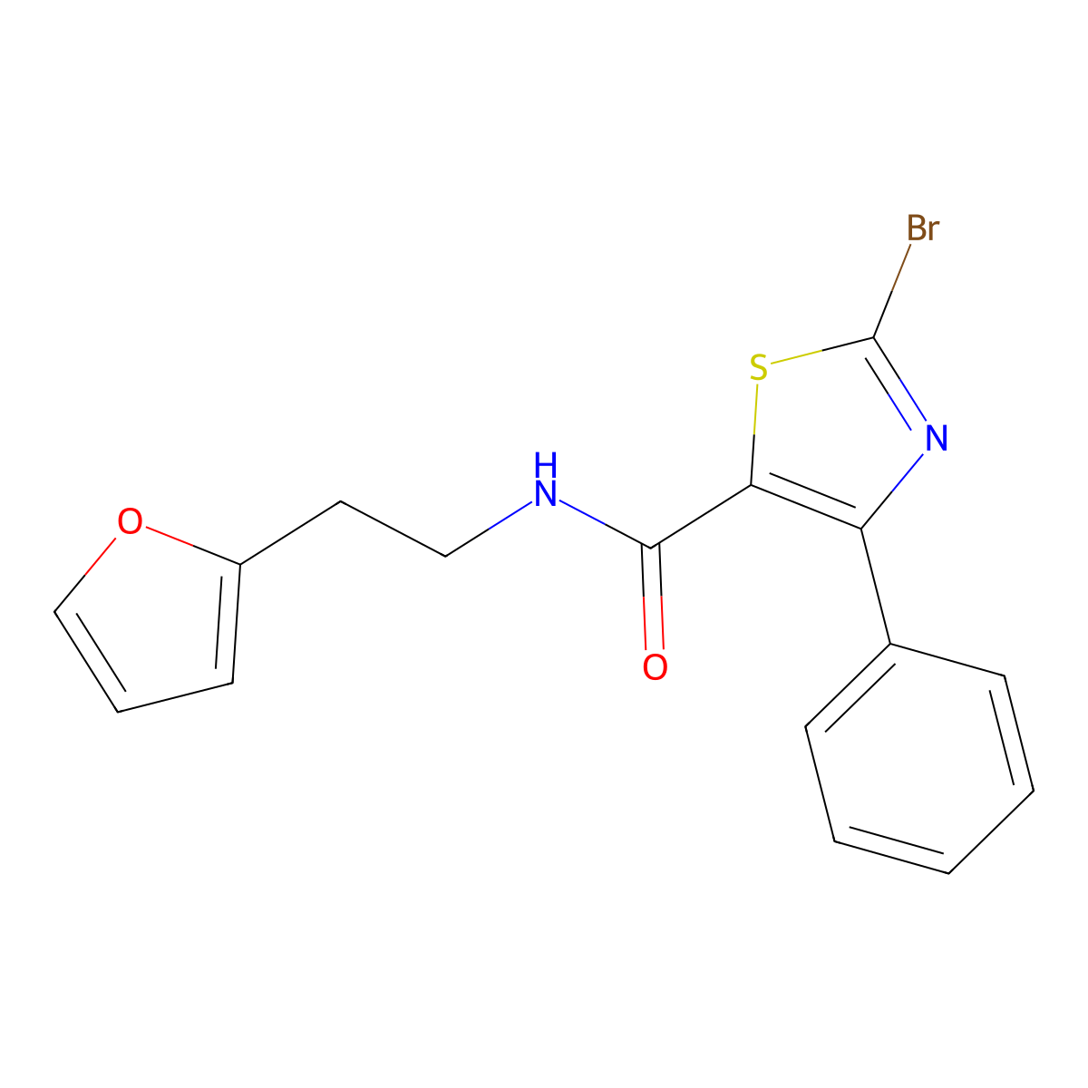 2-bromo-N-[2-(2-furyl)ethyl]-4-phenyl-1,3-thiazole-5-carboxamide molecular structure, CAS 1676052-95-1