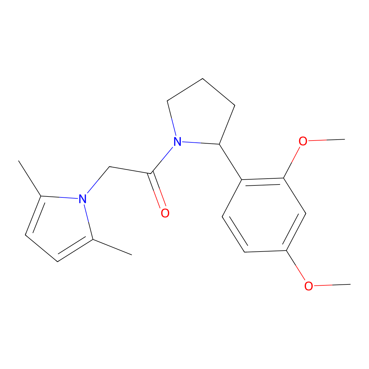 1-[2-(2,4-dimethoxyphenyl)pyrrolidin-1-yl]-2-(2,5-dimethyl-1H-pyrrol-1-yl)ethanone molecular structure, CAS 1676053-40-9