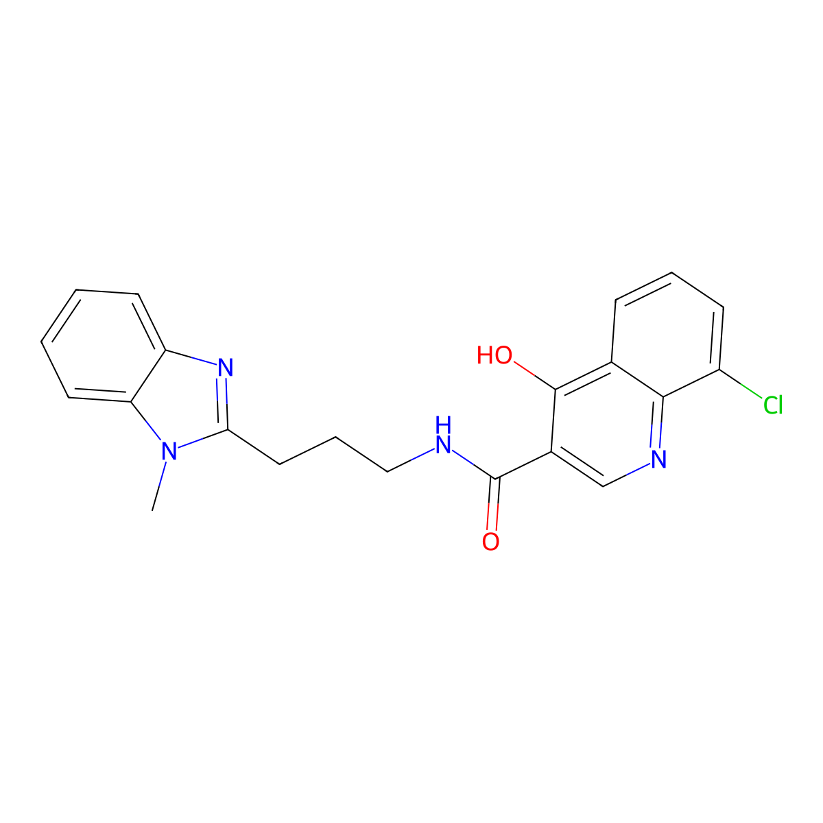8-chloro-4-hydroxy-N-[3-(1-methyl-1H-benzimidazol-2-yl)propyl]quinoline-3-carboxamide molecular structure, CAS 1676053-80-7