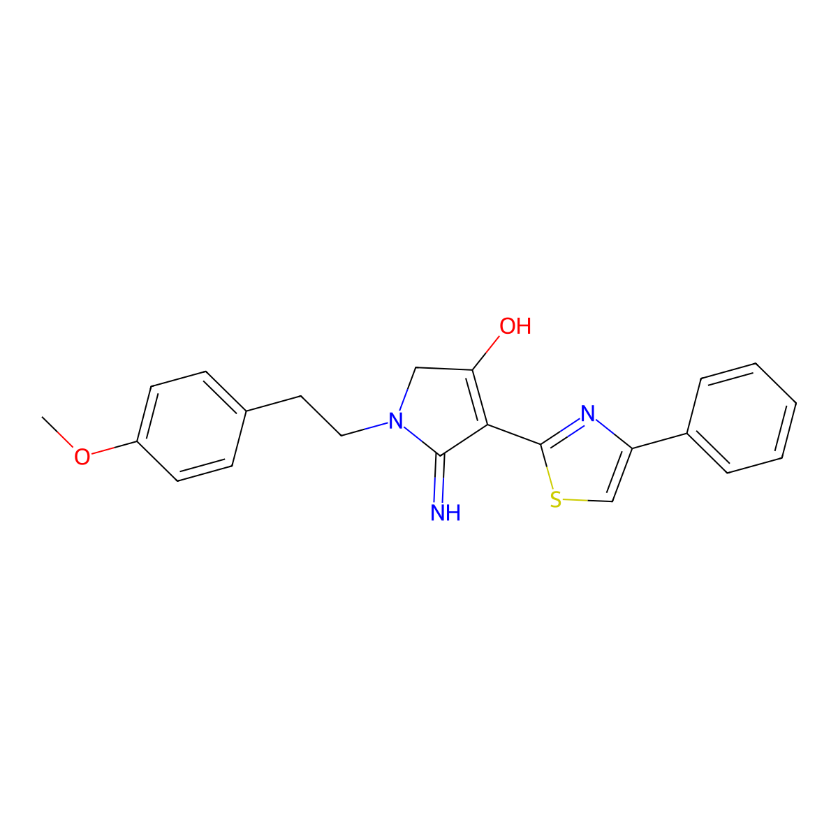 5-imino-1-[2-(4-methoxyphenyl)ethyl]-4-(4-phenyl-1,3-thiazol-2-yl)-2,5-dihydro-1H-pyrrol-3-ol molecular structure, CAS 1676054-24-2