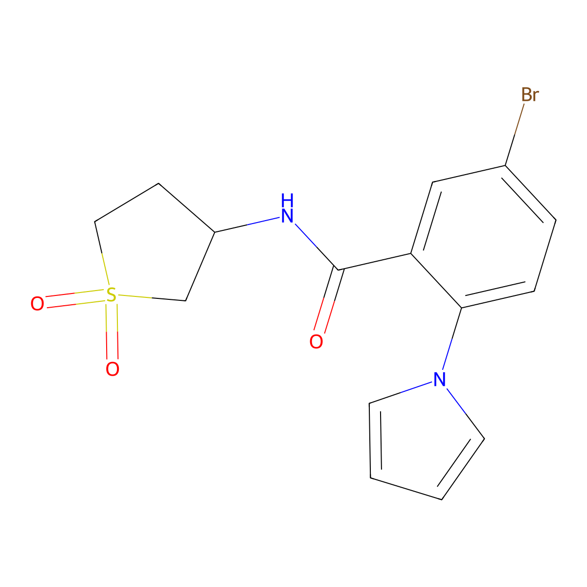 5-bromo-N-(1,1-dioxidotetrahydrothiophen-3-yl)-2-(1H-pyrrol-1-yl)benzamide molecular structure, CAS 1676054-58-2