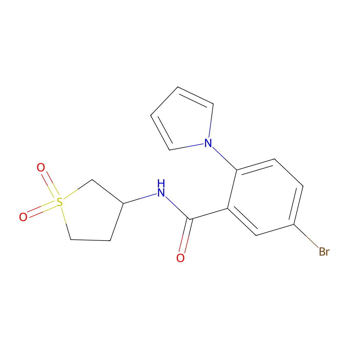 5-bromo-N-(1,1-dioxidotetrahydrothiophen-3-yl)-2-(1H-pyrrol-1-yl)benzamide molecular structure, CAS 1676054-58-2