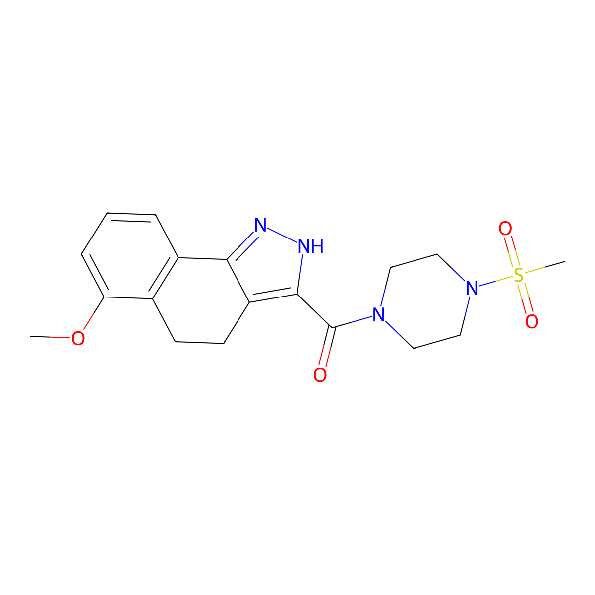 (6-methoxy-4,5-dihydro-2H-benzo[g]indazol-3-yl)[4-(methylsulfonyl)piperazin-1-yl]methanone molecular structure, CAS 1676054-66-2