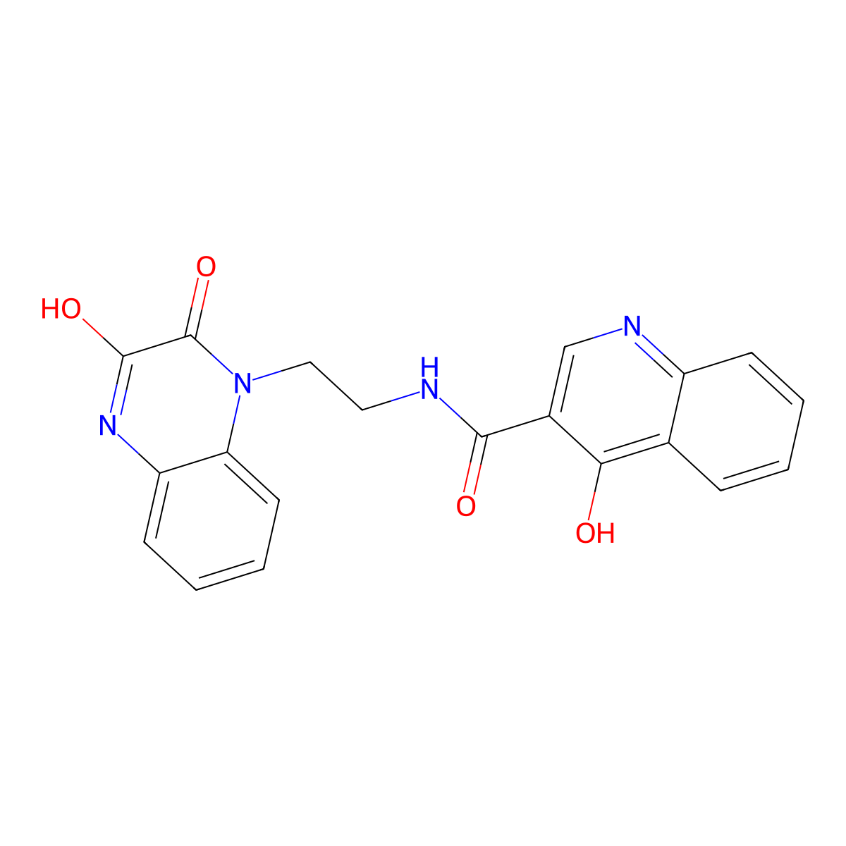 4-hydroxy-N-[2-(3-hydroxy-2-oxoquinoxalin-1(2H)-yl)ethyl]quinoline-3-carboxamide molecular structure, CAS 1676054-76-4