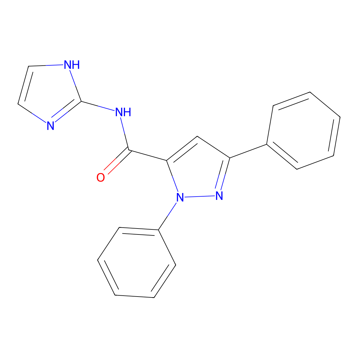 N-(1H-imidazol-2-yl)-1,3-diphenyl-1H-pyrazole-5-carboxamide molecular structure, CAS 1676054-96-8