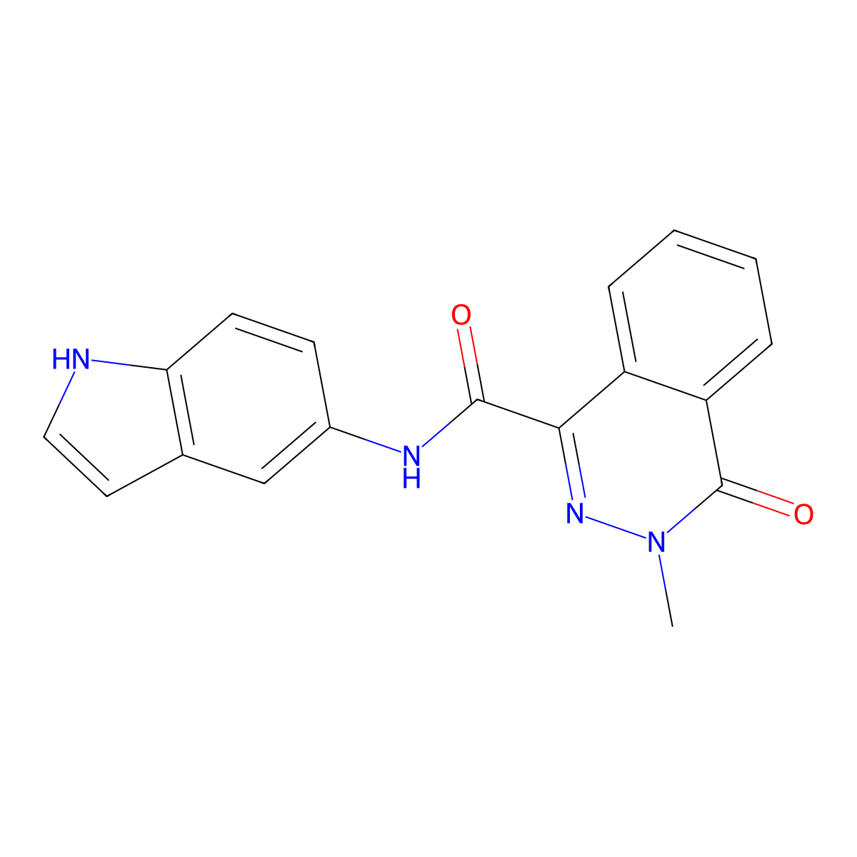 N-(1H-indol-5-yl)-3-methyl-4-oxo-3,4-dihydrophthalazine-1-carboxamide molecular structure, CAS 1676067-11-0