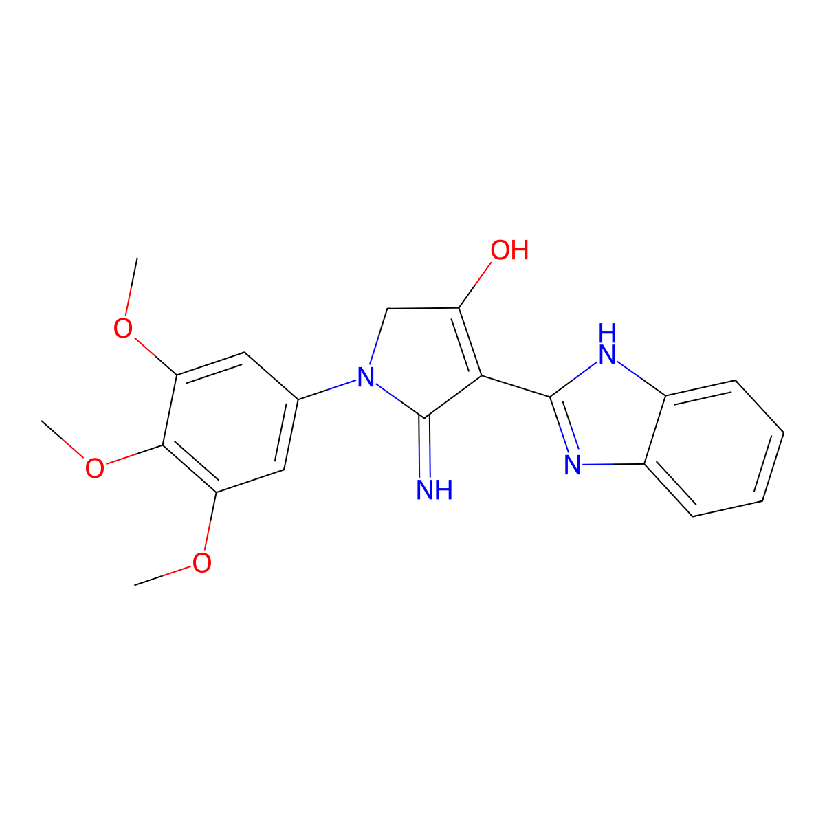 4-(1H-benzimidazol-2-yl)-5-imino-1-(3,4,5-trimethoxyphenyl)-2,5-dihydro-1H-pyrrol-3-ol molecular structure, CAS 1676068-23-7