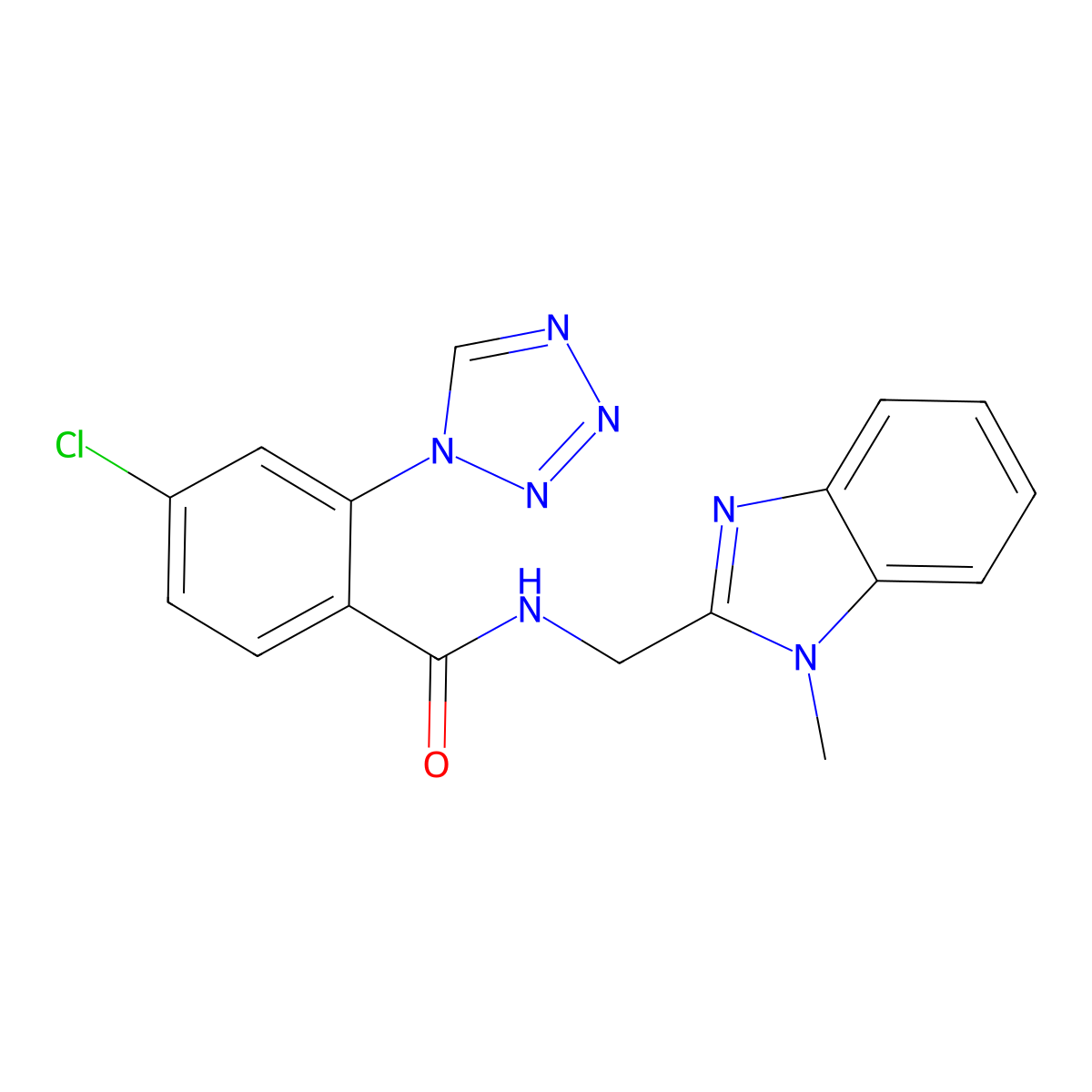 4-chloro-N-[(1-methyl-1H-benzimidazol-2-yl)methyl]-2-(1H-tetrazol-1-yl)benzamide molecular structure, CAS 1676068-39-5