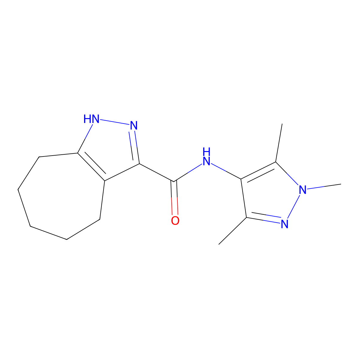 N-(1,3,5-trimethyl-1H-pyrazol-4-yl)-1,4,5,6,7,8-hexahydrocyclohepta[c]pyrazole-3-carboxamide molecular structure, CAS 1676068-46-4
