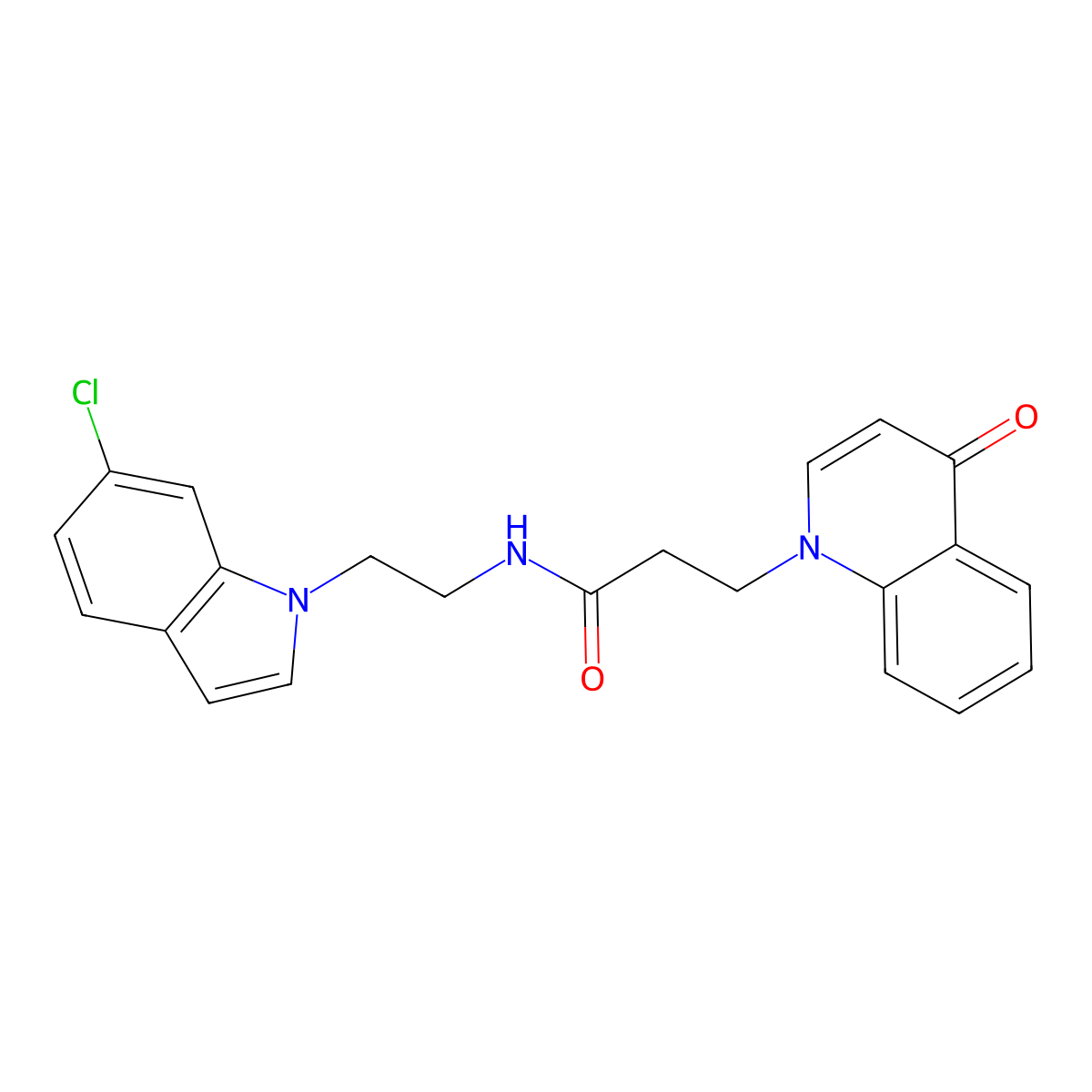 N-[2-(6-chloro-1H-indol-1-yl)ethyl]-3-[4-oxo-1(4H)-quinolinyl]propanamide molecular structure, CAS 1676068-72-6