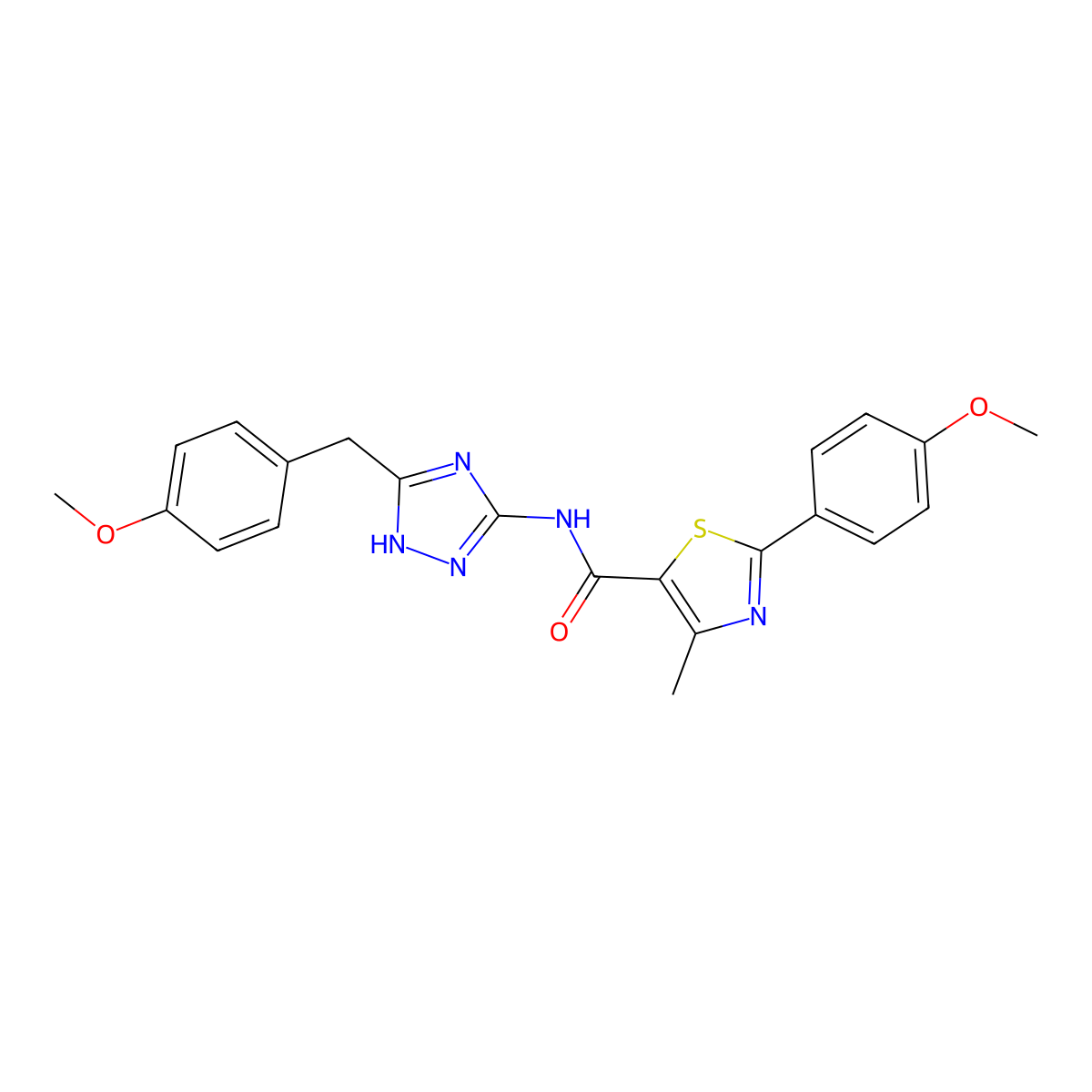N-[3-(4-methoxybenzyl)-1H-1,2,4-triazol-5-yl]-2-(4-methoxyphenyl)-4-methyl-1,3-thiazole-5-carboxamide molecular structure, CAS 1676068-76-0