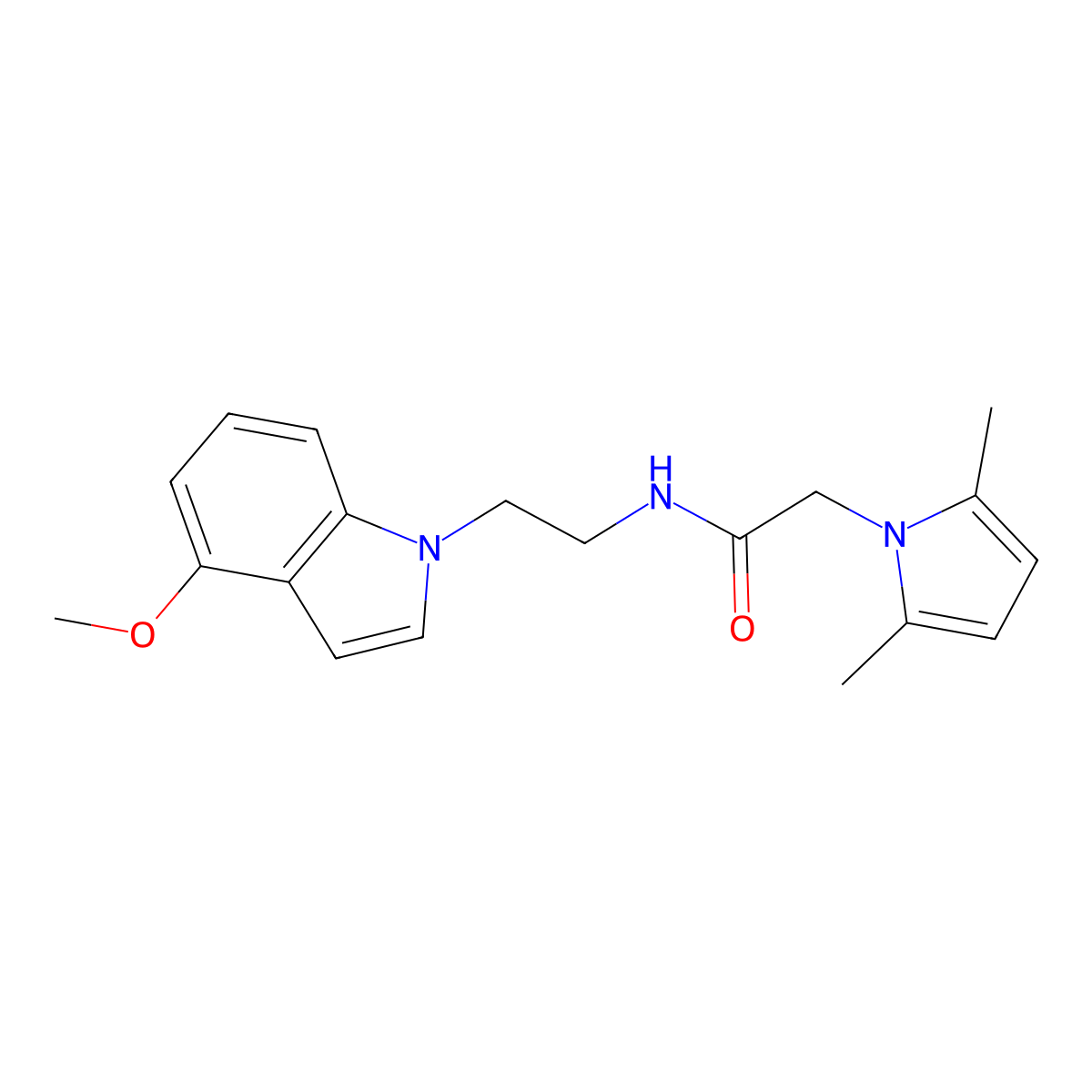 2-(2,5-dimethyl-1H-pyrrol-1-yl)-N-[2-(4-methoxy-1H-indol-1-yl)ethyl]acetamide molecular structure, CAS 1676068-87-3