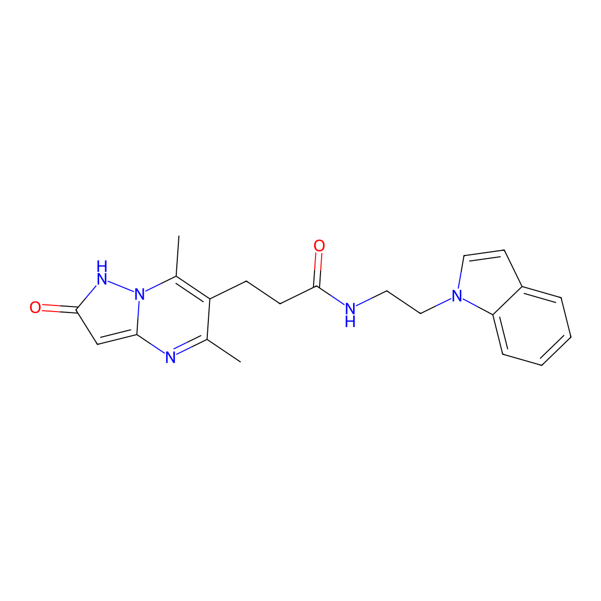 3-(5,7-dimethyl-2-oxo-1,2-dihydropyrazolo[1,5-a]pyrimidin-6-yl)-N-[2-(1H-indol-1-yl)ethyl]propanamide molecular structure, CAS 1676068-89-5