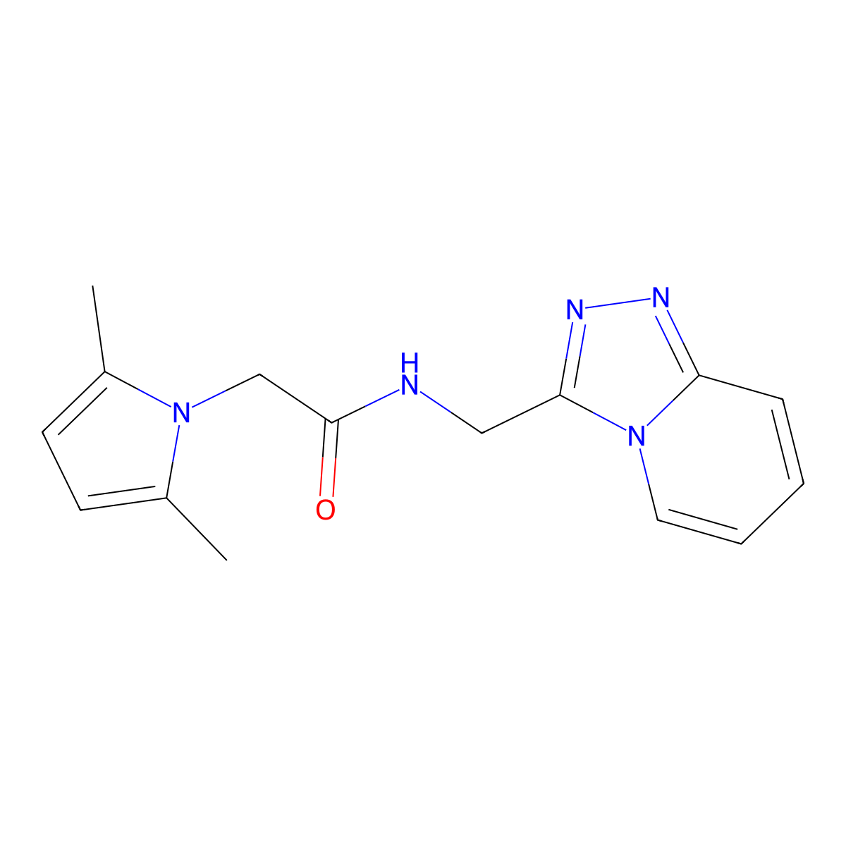 2-(2,5-dimethyl-1H-pyrrol-1-yl)-N-([1,2,4]triazolo[4,3-a]pyridin-3-ylmethyl)acetamide molecular structure, CAS 1676069-09-2