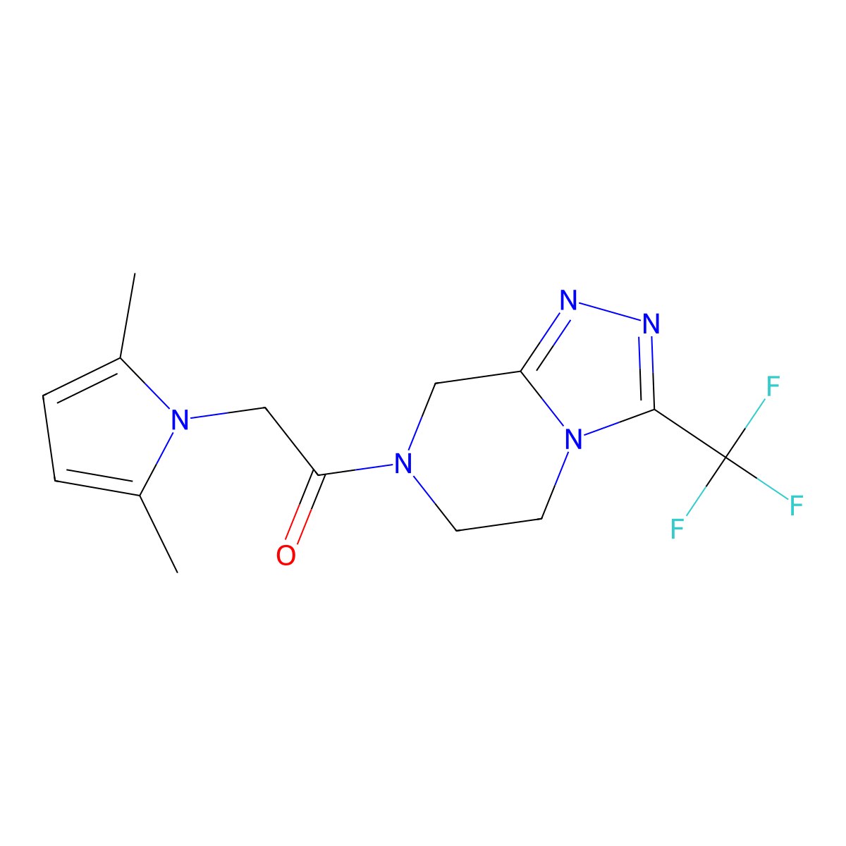 2-(2,5-dimethyl-1H-pyrrol-1-yl)-1-[3-(trifluoromethyl)-5,6-dihydro[1,2,4]triazolo[4,3-a]pyrazin-7(8H)-yl]ethanone molecular structure, CAS 1676069-52-5