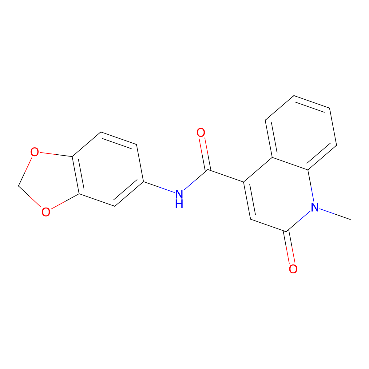 N-(1,3-benzodioxol-5-yl)-1-methyl-2-oxo-1,2-dihydroquinoline-4-carboxamide molecular structure, CAS 1676069-54-7