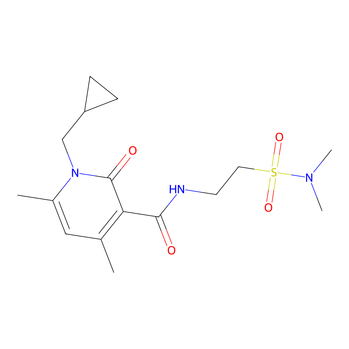 1-(cyclopropylmethyl)-N-[2-(dimethylsulfamoyl)ethyl]-4,6-dimethyl-2-oxo-1,2-dihydropyridine-3-carboxamide molecular structure, CAS 1676069-70-7
