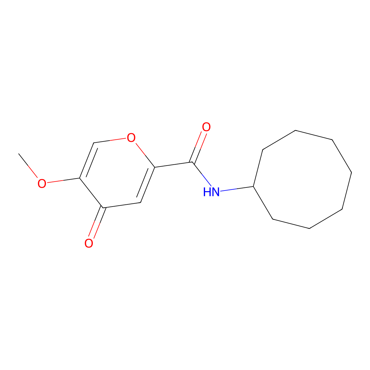 N-cyclooctyl-5-methoxy-4-oxo-4H-pyran-2-carboxamide molecular structure, CAS 1676069-74-1