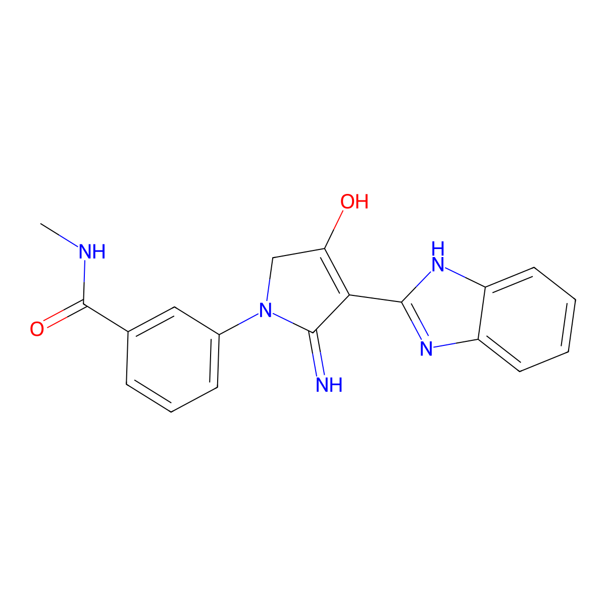 3-[3-(1H-benzimidazol-2-yl)-4-hydroxy-2-imino-2,5-dihydro-1H-pyrrol-1-yl]-N-methylbenzamide molecular structure, CAS 1676069-82-1