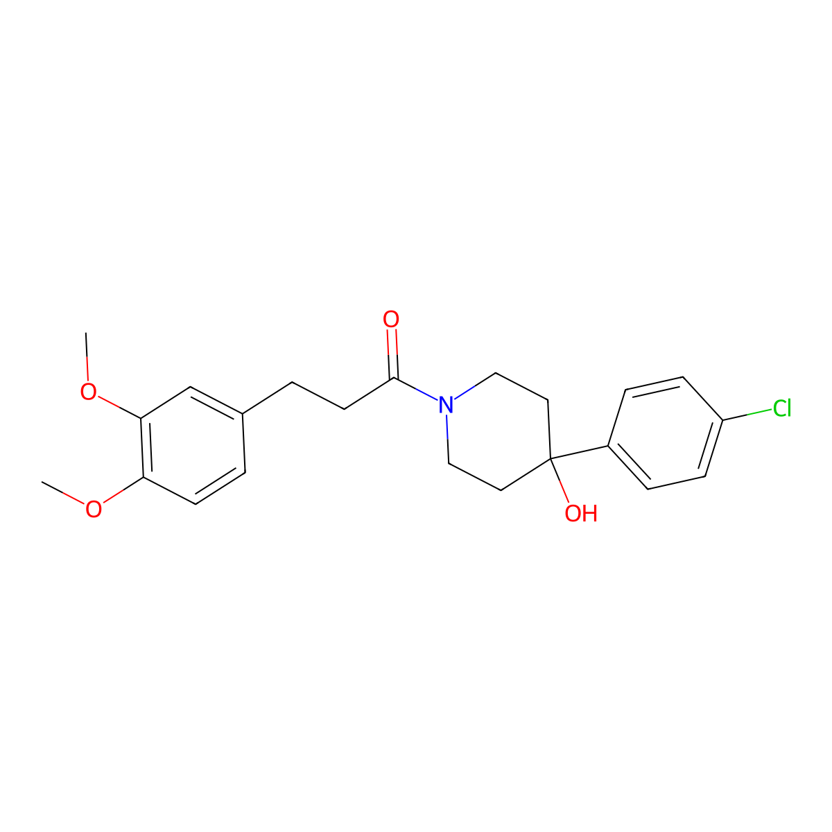 1-[4-(4-Chlorophenyl)-4-hydroxypiperidino]-3-(3,4-dimethoxyphenyl)-1-propanone molecular structure, CAS 1676069-86-5