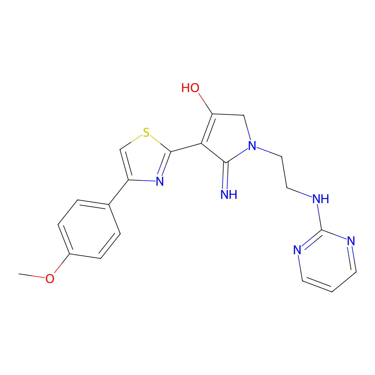 5-imino-4-[4-(4-methoxyphenyl)-1,3-thiazol-2-yl]-1-[2-(pyrimidin-2-ylamino)ethyl]-2,5-dihydro-1H-pyrrol-3-ol molecular structure, CAS 1676069-88-7