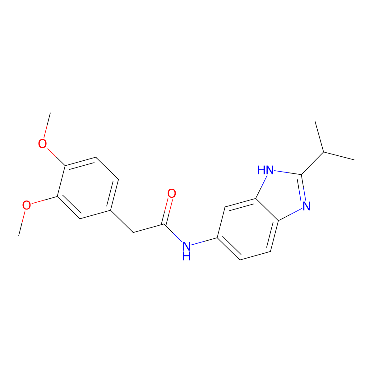 2-(3,4-dimethoxyphenyl)-N-[2-(propan-2-yl)-1H-benzimidazol-6-yl]acetamide molecular structure, CAS 1676070-00-0
