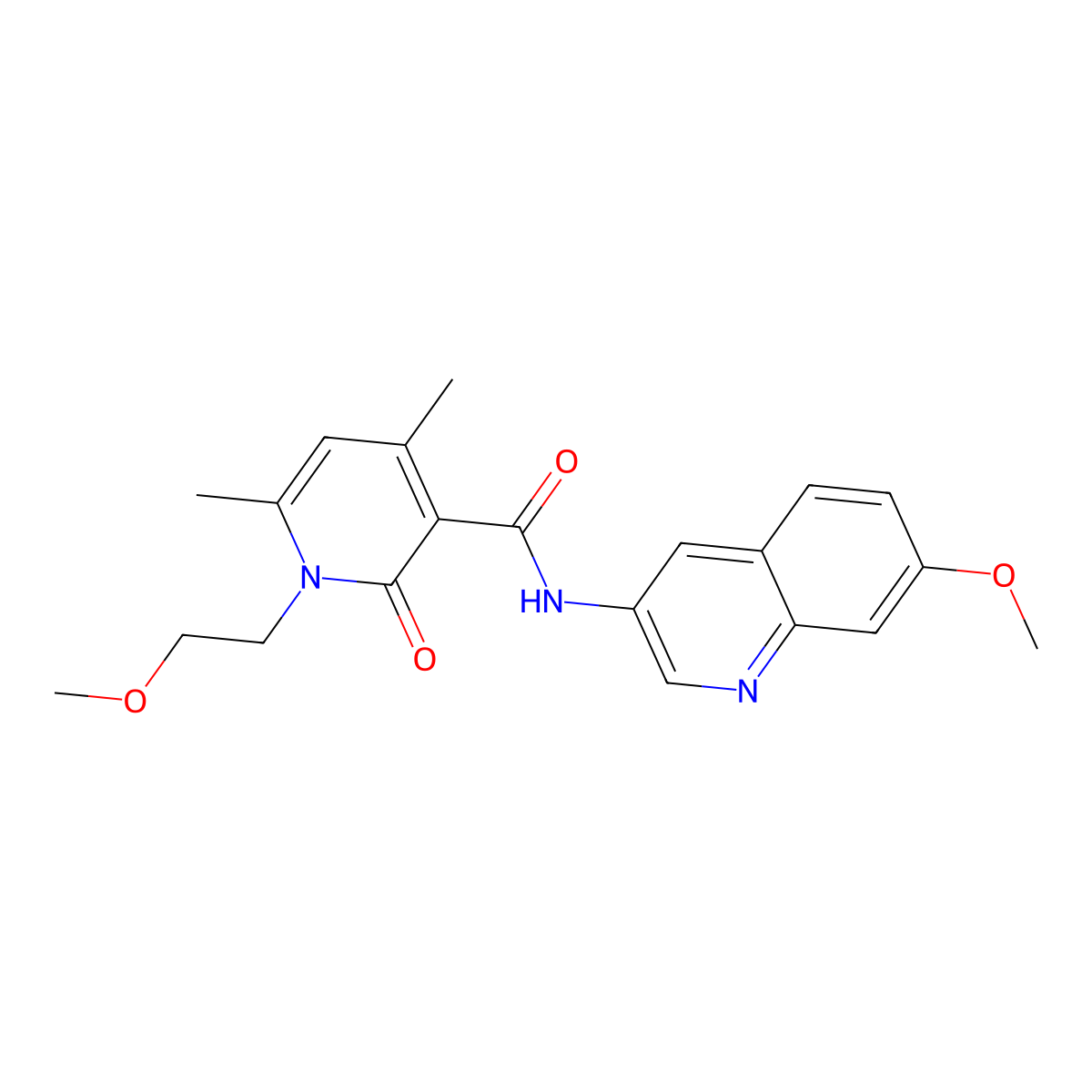 1-(2-methoxyethyl)-N-(7-methoxyquinolin-3-yl)-4,6-dimethyl-2-oxo-1,2-dihydropyridine-3-carboxamide molecular structure, CAS 1676070-09-9