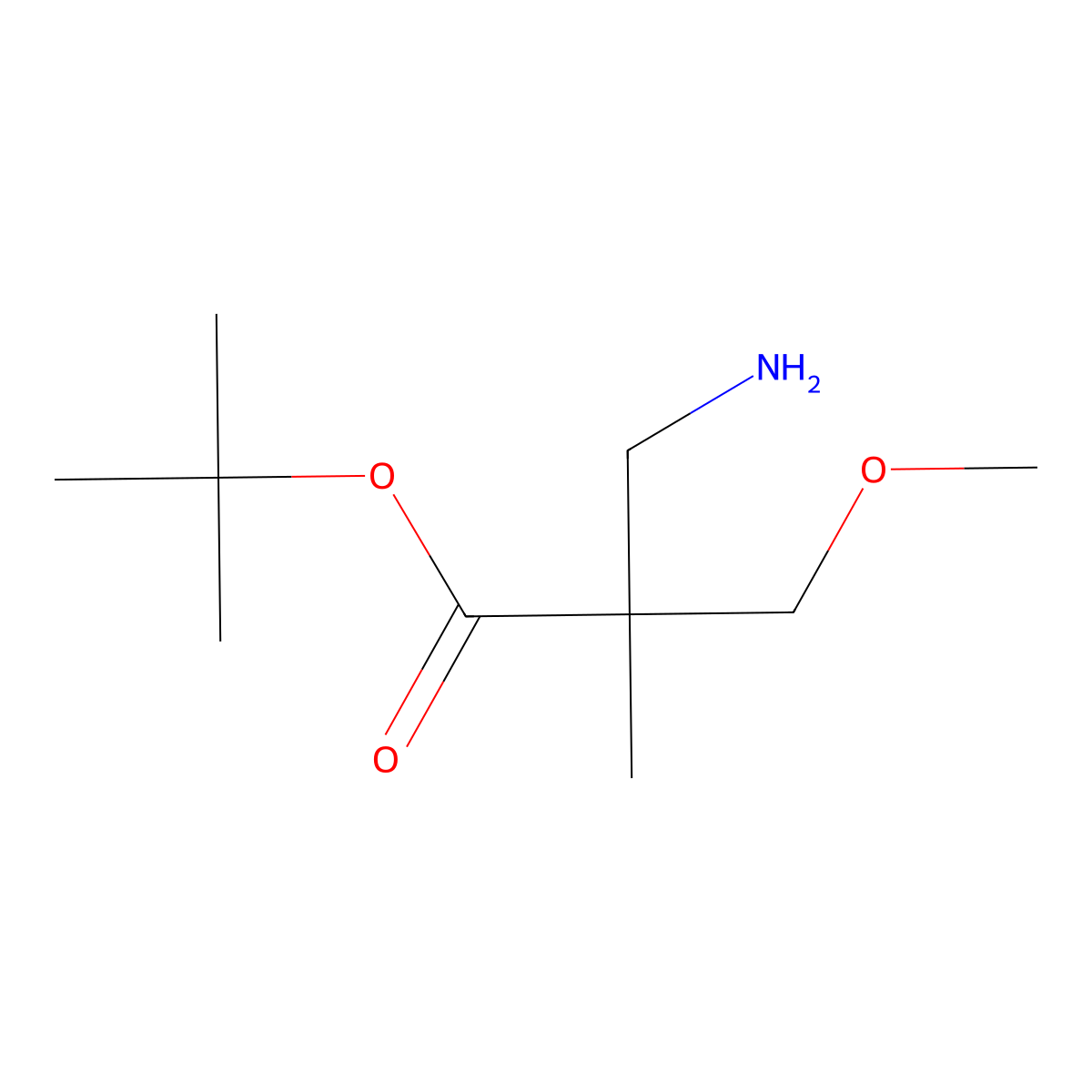 tert-Butyl 3-amino-2-(methoxymethyl)-2-methylpropanoate molecular structure, CAS 1676070-61-3