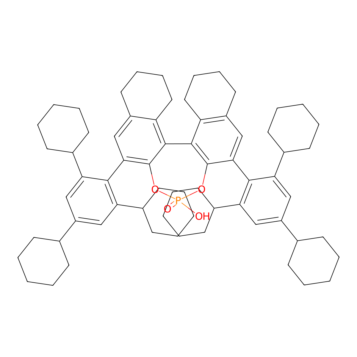 (11bR)-8,9,10,11,12,13,14,15-Octahydro-4-hydroxy-2,6-bis(2,4,6-tricyclohexylphenyl)-dinaphtho[2,1-d:1',2'-f][1,3,2]dioxaphosphepin 4-oxide molecular structure, CAS 1676072-26-6
