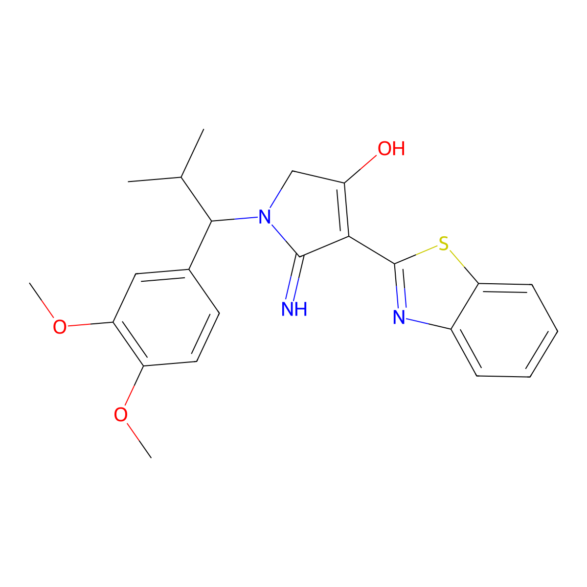 4-(1,3-benzothiazol-2-yl)-1-[1-(3,4-dimethoxyphenyl)-2-methylpropyl]-5-imino-2,5-dihydro-1H-pyrrol-3-ol molecular structure, CAS 1676072-57-3