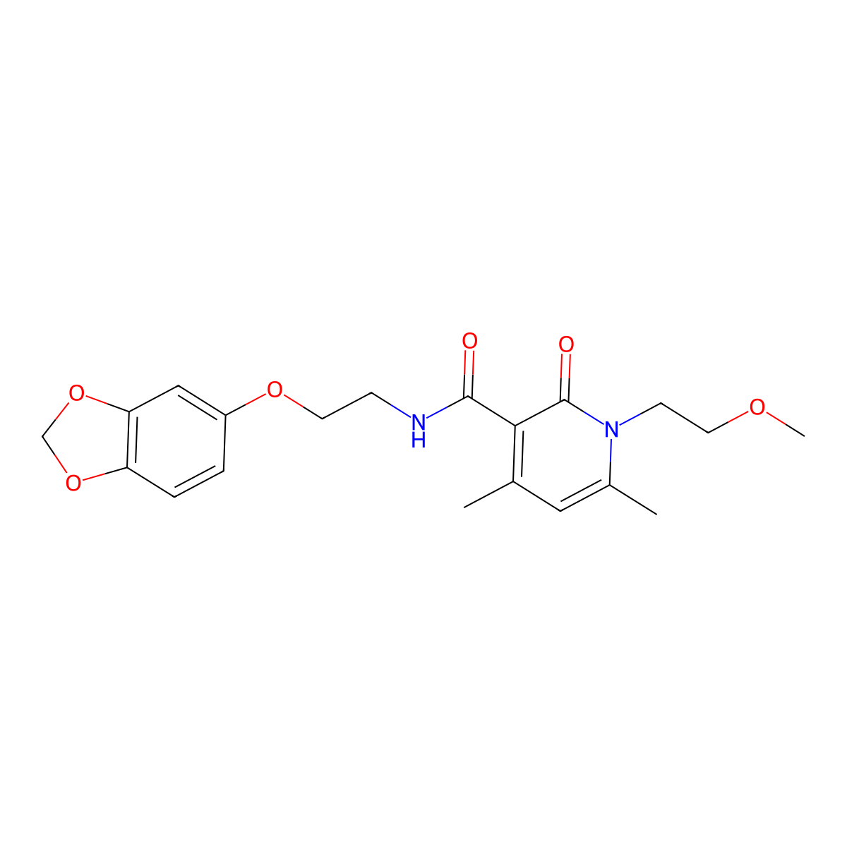 N-[2-(1,3-benzodioxol-5-yloxy)ethyl]-1-(2-methoxyethyl)-4,6-dimethyl-2-oxo-1,2-dihydropyridine-3-carboxamide molecular structure, CAS 1676072-82-4