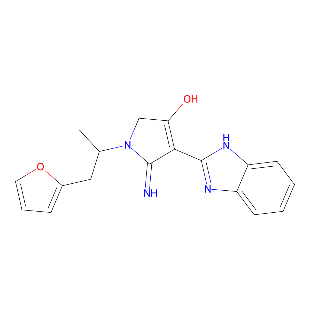 4-(1H-benzimidazol-2-yl)-1-[1-(furan-2-yl)propan-2-yl]-5-imino-2,5-dihydro-1H-pyrrol-3-ol molecular structure, CAS 1676072-92-6
