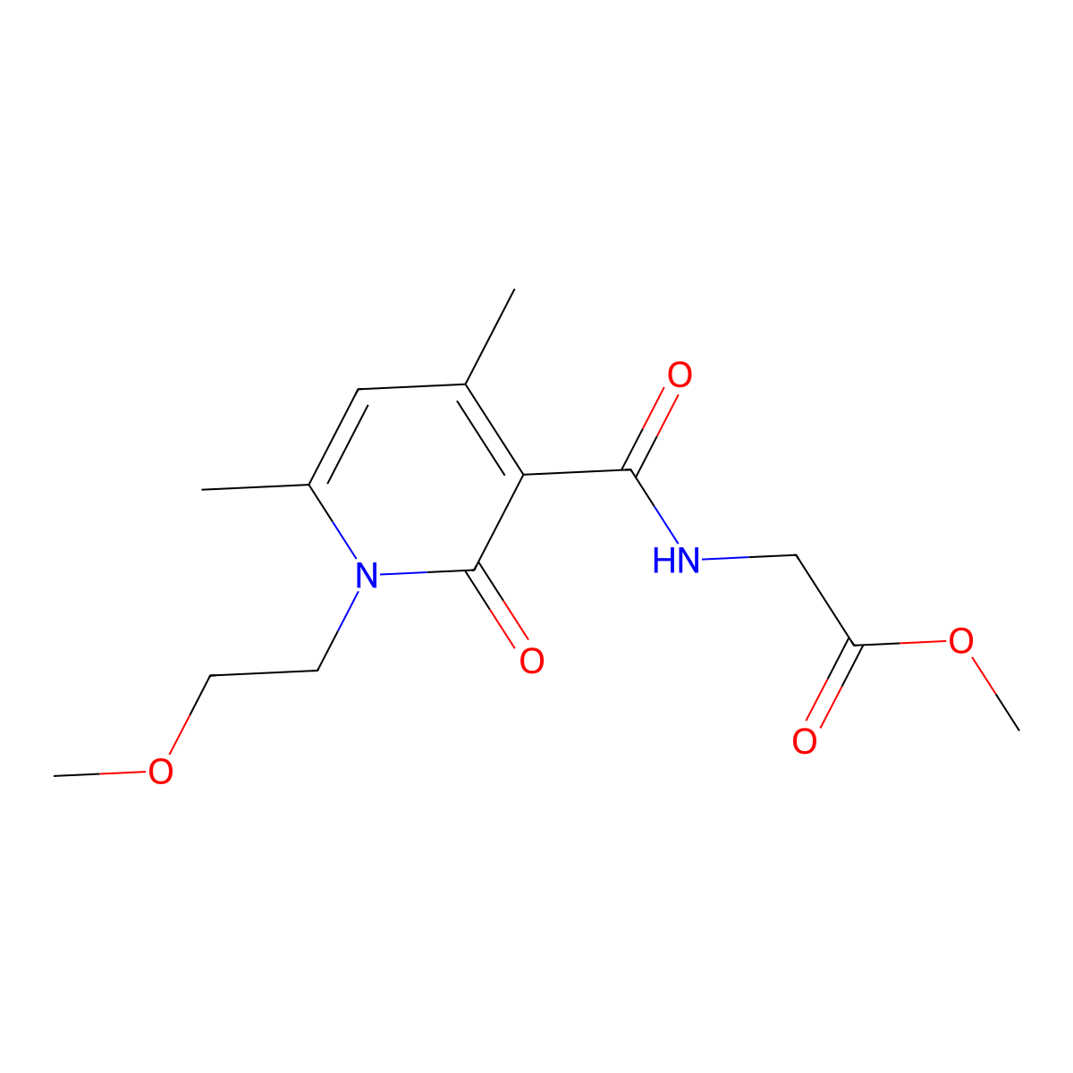 methyl N-{[1-(2-methoxyethyl)-4,6-dimethyl-2-oxo-1,2-dihydropyridin-3-yl]carbonyl}glycinate molecular structure, CAS 1676073-18-9