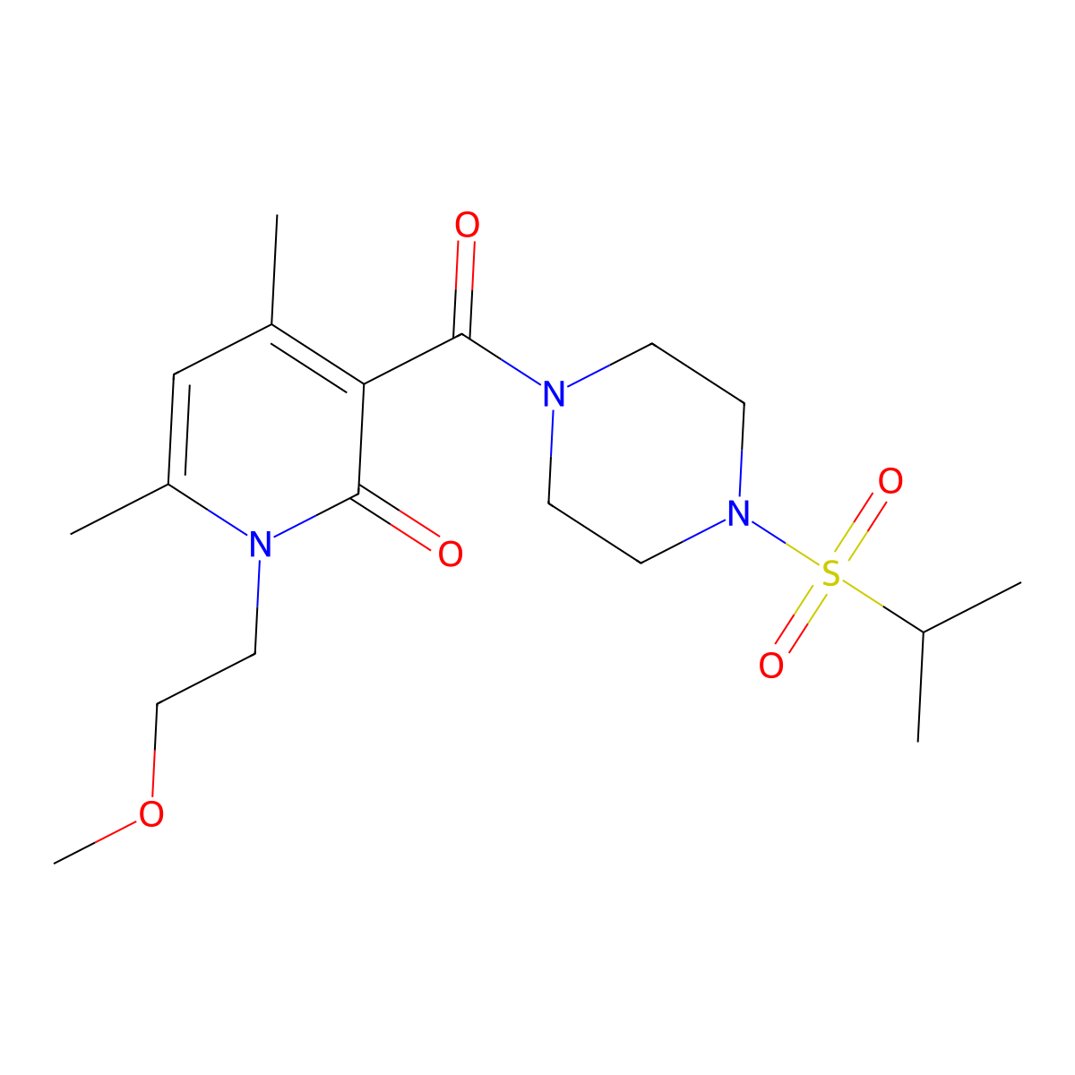1-(2-methoxyethyl)-4,6-dimethyl-3-{[4-(propan-2-ylsulfonyl)piperazin-1-yl]carbonyl}pyridin-2(1H)-one molecular structure, CAS 1676073-19-0