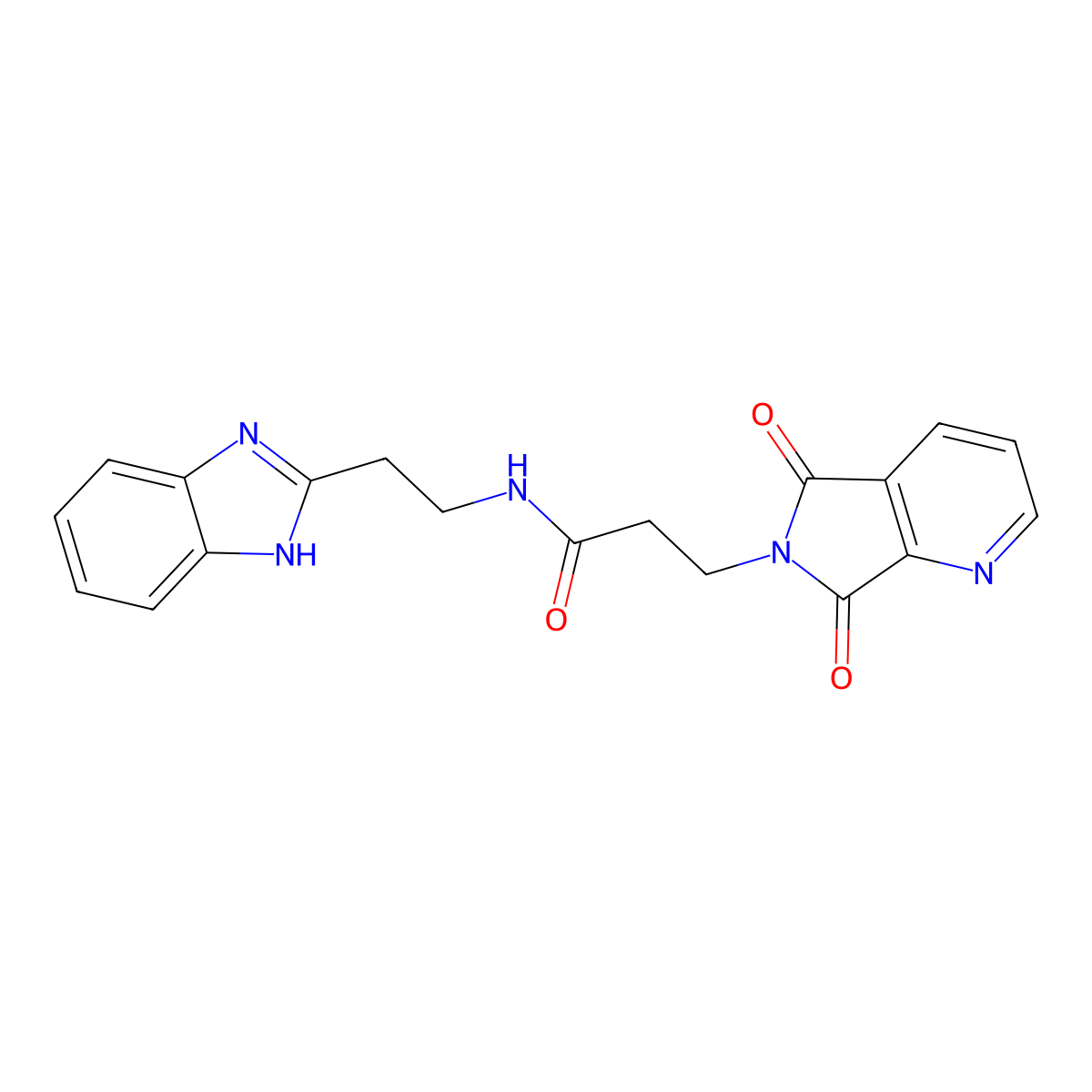 N-[2-(1H-benzimidazol-2-yl)ethyl]-3-(5,7-dioxo-5,7-dihydro-6H-pyrrolo[3,4-b]pyridin-6-yl)propanamide molecular structure, CAS 1676073-70-3