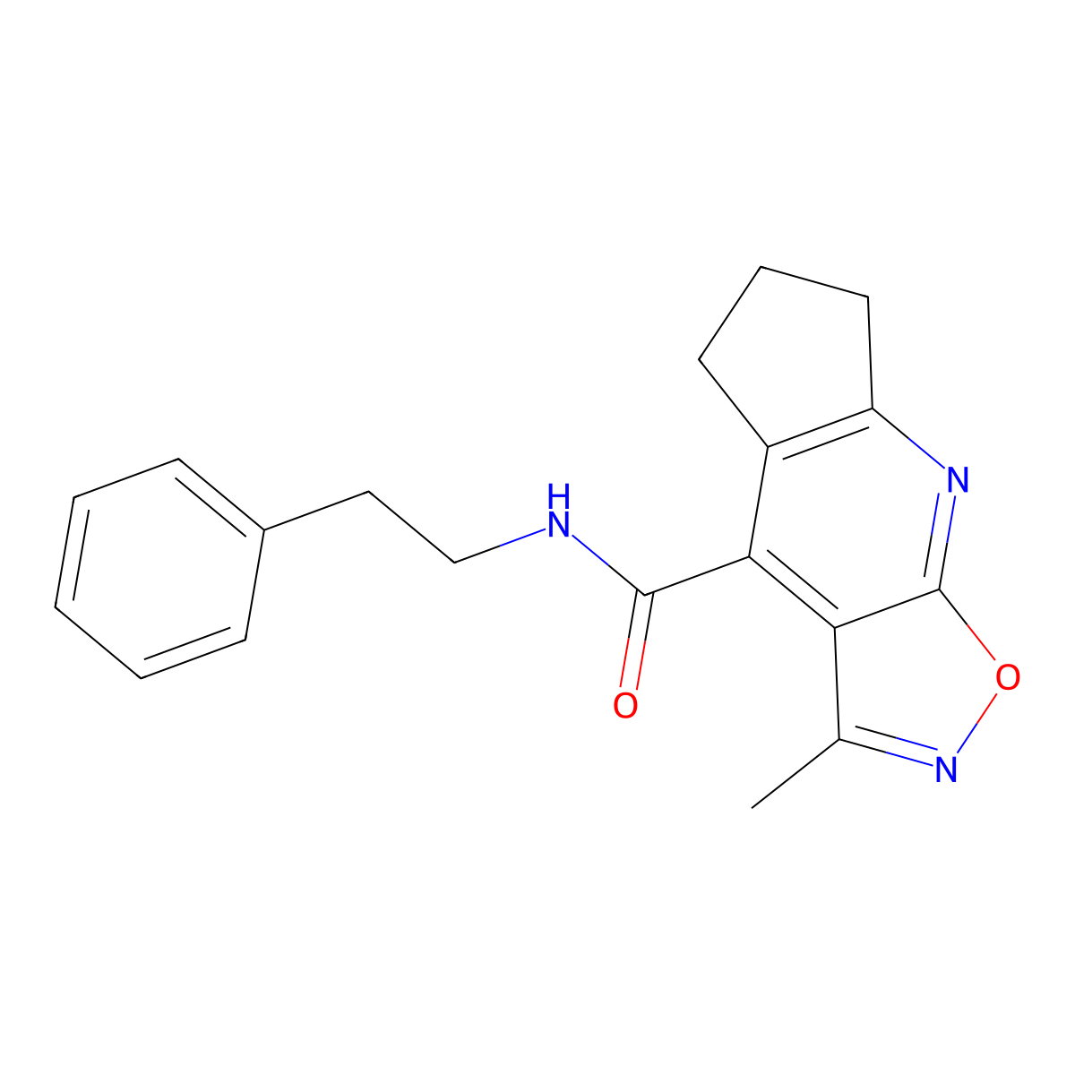 3-methyl-N-(2-phenylethyl)-6,7-dihydro-5H-cyclopenta[b][1,2]oxazolo[4,5-e]pyridine-4-carboxamide molecular structure, CAS 1676073-81-6