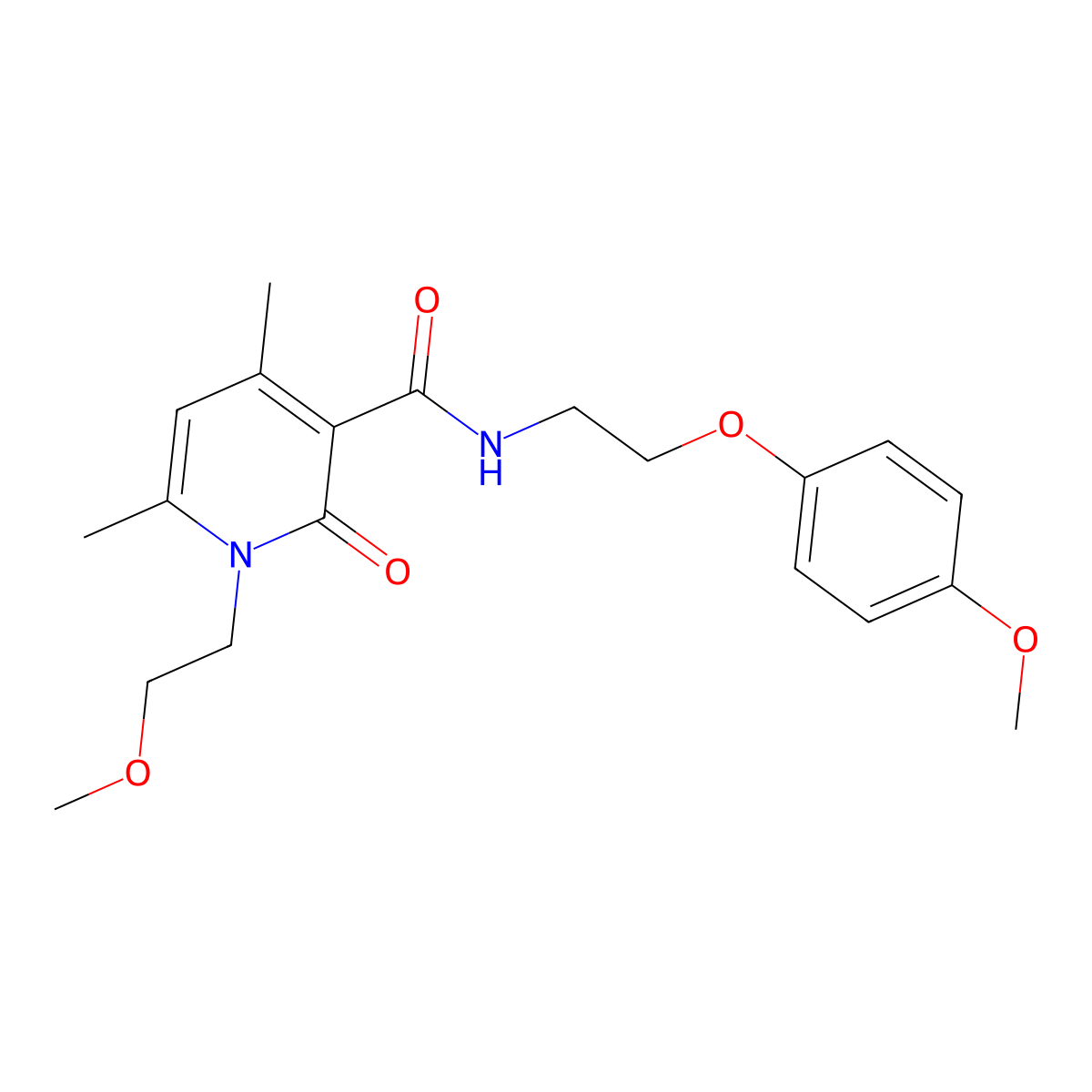 1-(2-methoxyethyl)-N-[2-(4-methoxyphenoxy)ethyl]-4,6-dimethyl-2-oxo-1,2-dihydropyridine-3-carboxamide molecular structure, CAS 1676074-05-7