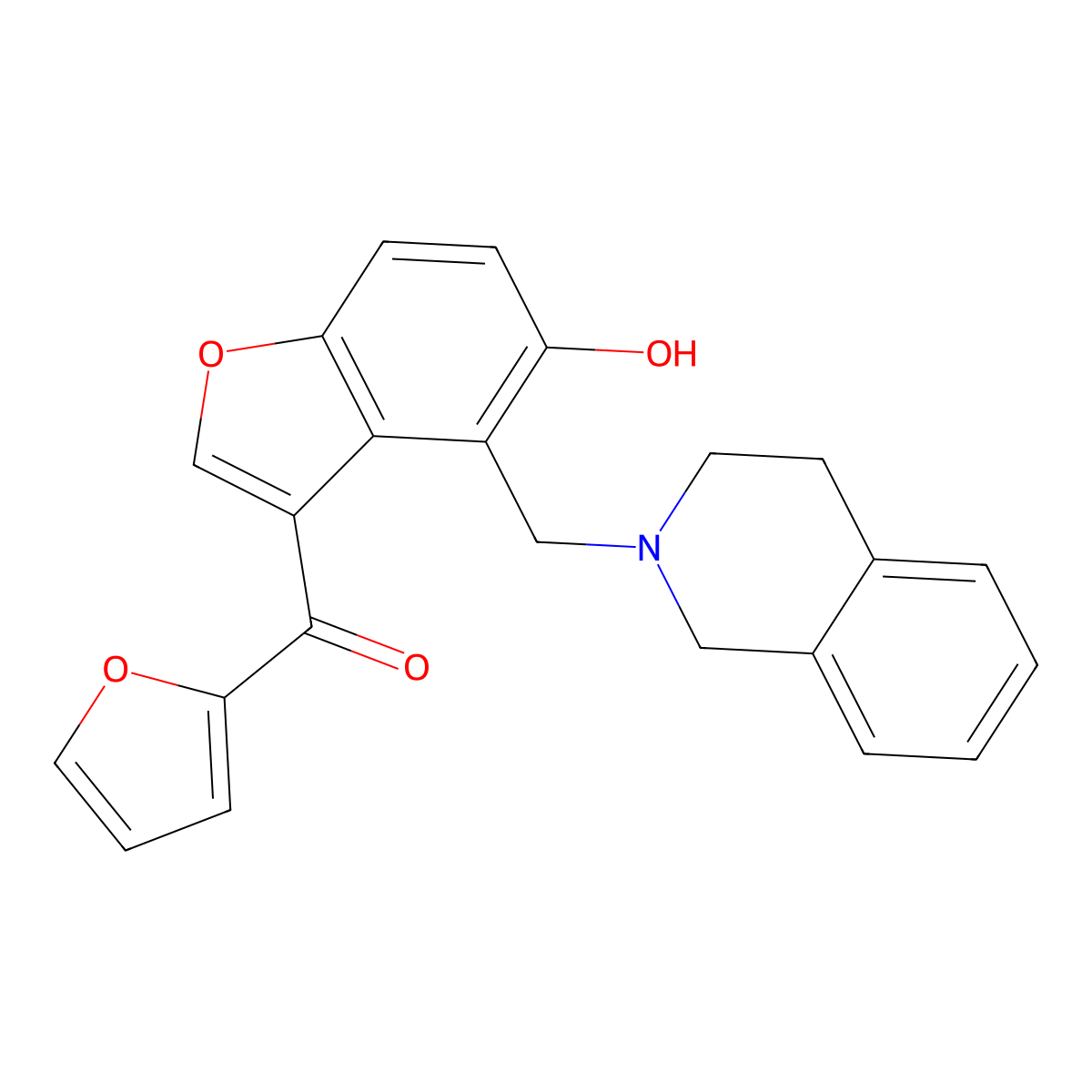 [4-(3,4-dihydroisoquinolin-2(1H)-ylmethyl)-5-hydroxy-1-benzofuran-3-yl](furan-2-yl)methanone molecular structure, CAS 1676074-07-9