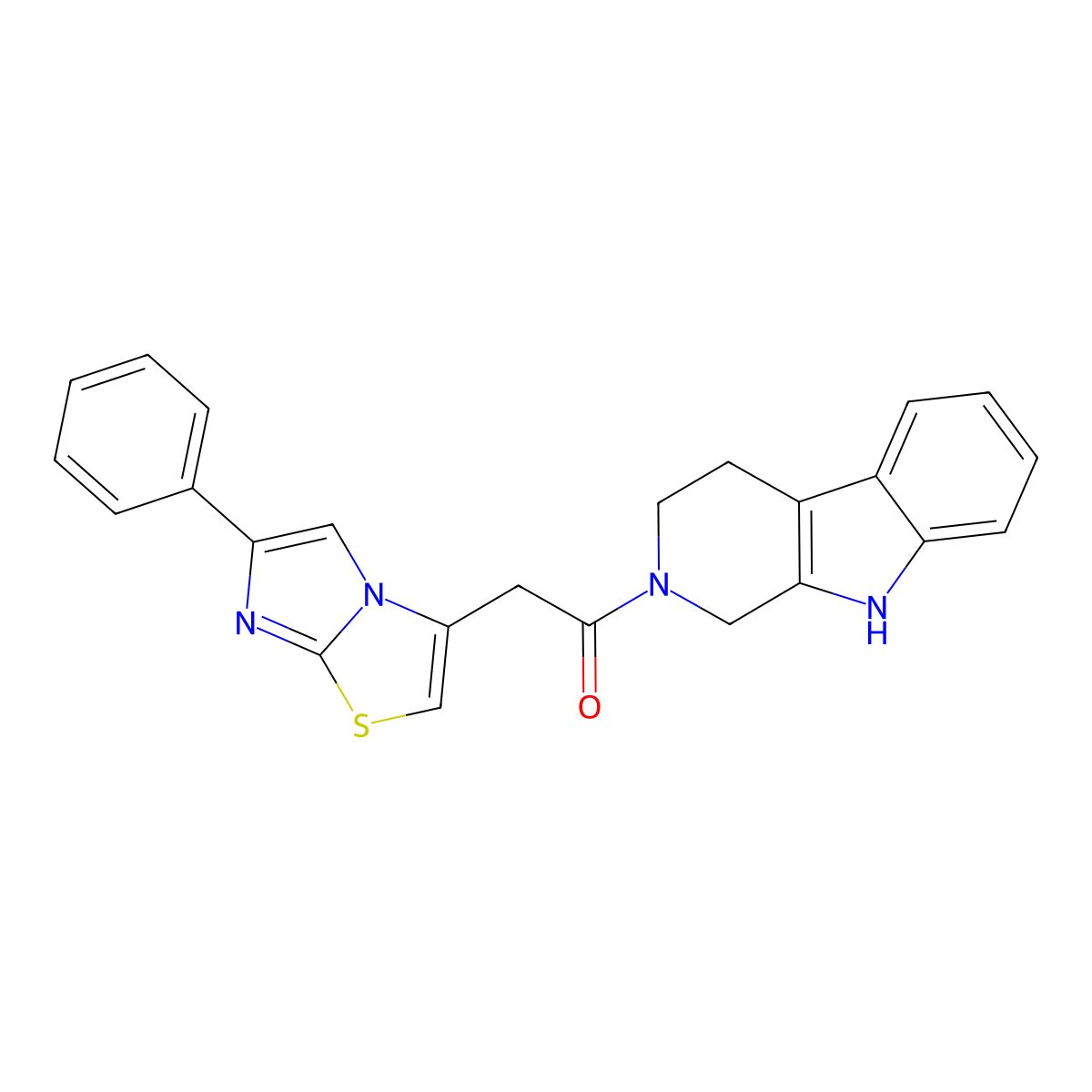 2-(6-phenylimidazo[2,1-b][1,3]thiazol-3-yl)-1-(1,3,4,9-tetrahydro-2H-beta-carbolin-2-yl)ethanone molecular structure, CAS 1676074-12-6