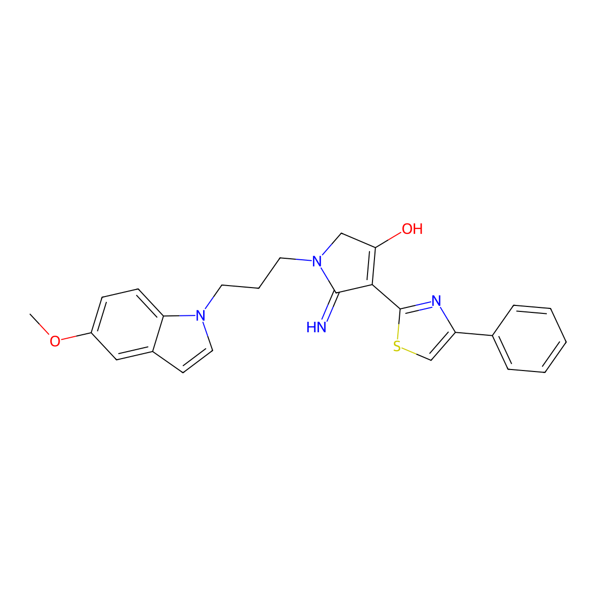 5-imino-1-[3-(5-methoxy-1H-indol-1-yl)propyl]-4-(4-phenyl-1,3-thiazol-2-yl)-2,5-dihydro-1H-pyrrol-3-ol molecular structure, CAS 1676074-53-5