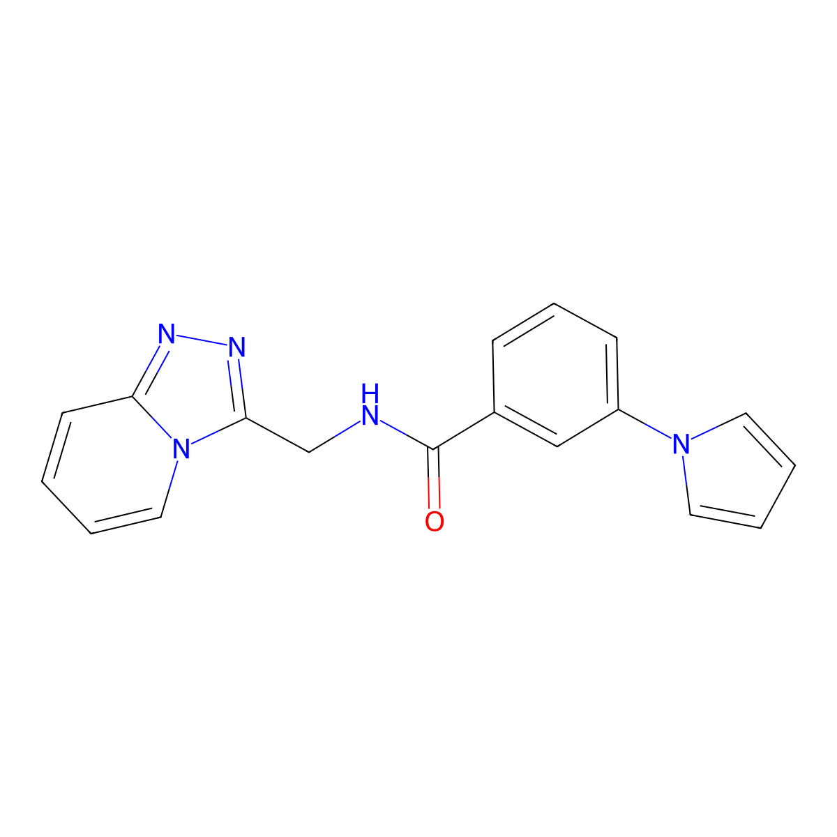 3-(1H-pyrrol-1-yl)-N-([1,2,4]triazolo[4,3-a]pyridin-3-ylmethyl)benzamide molecular structure, CAS 1676077-23-8